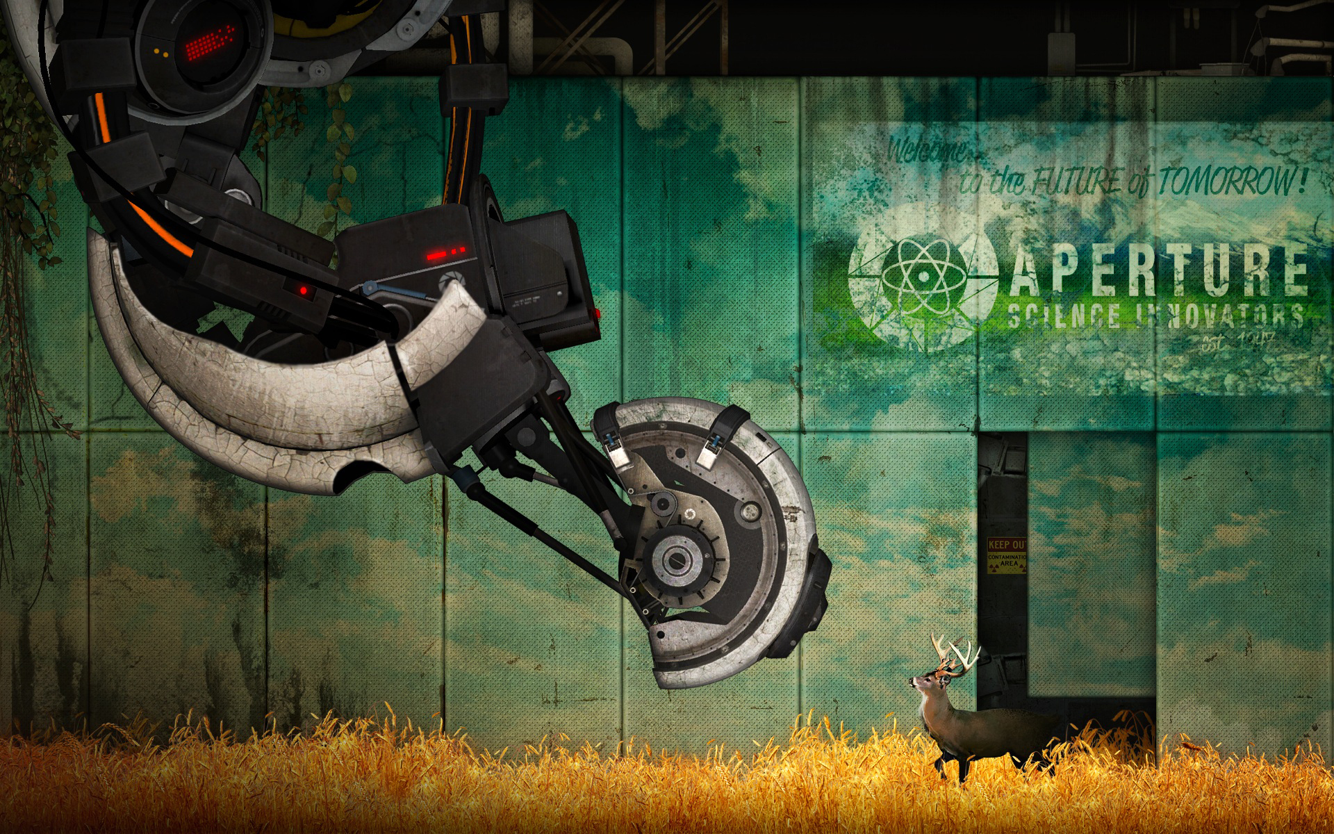 Скачать обои олень, Portal 2, GLaDOS, Портал 2, science innovators,  aperture, раздел игры в разрешении 1920x1200