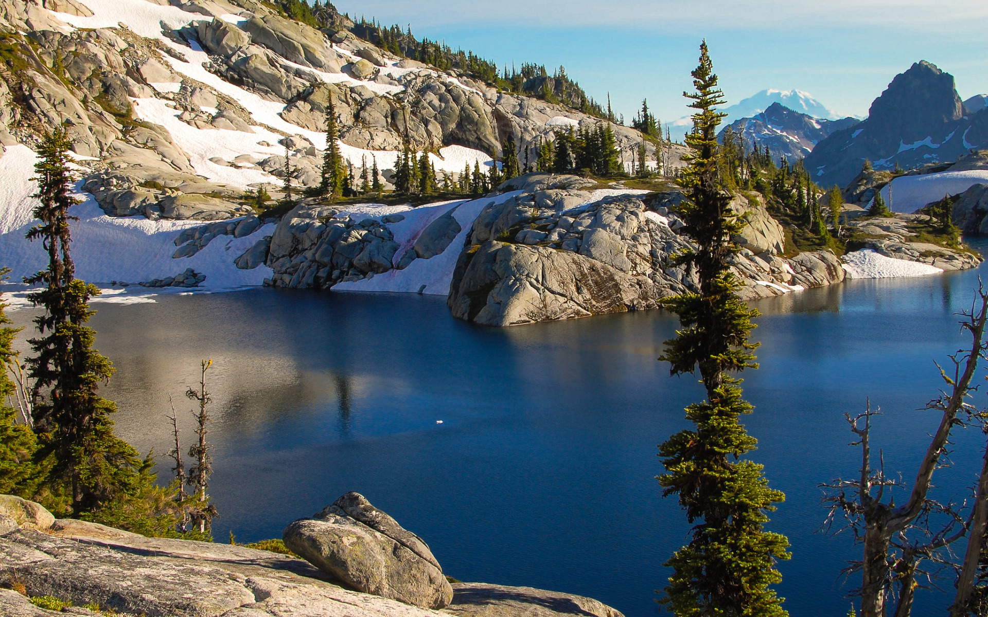 Cold lake. Lake Rocks.