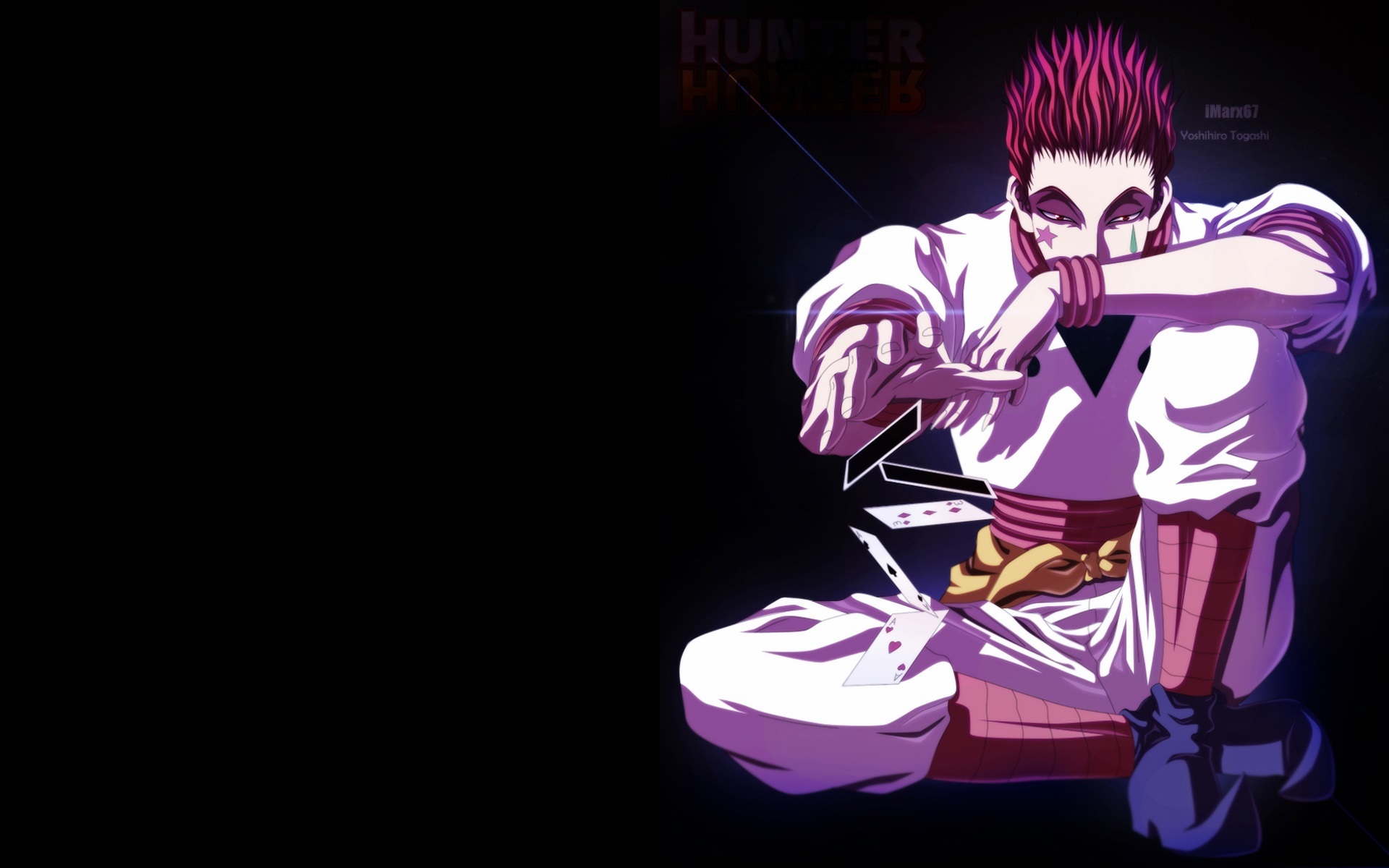 Обои карты, черный фон, охотник, Хисока, Hunter x hunter, yashihiro togashi  на телефон и рабочий стол, раздел сёнэн, разрешение 1920x1200 - скачать