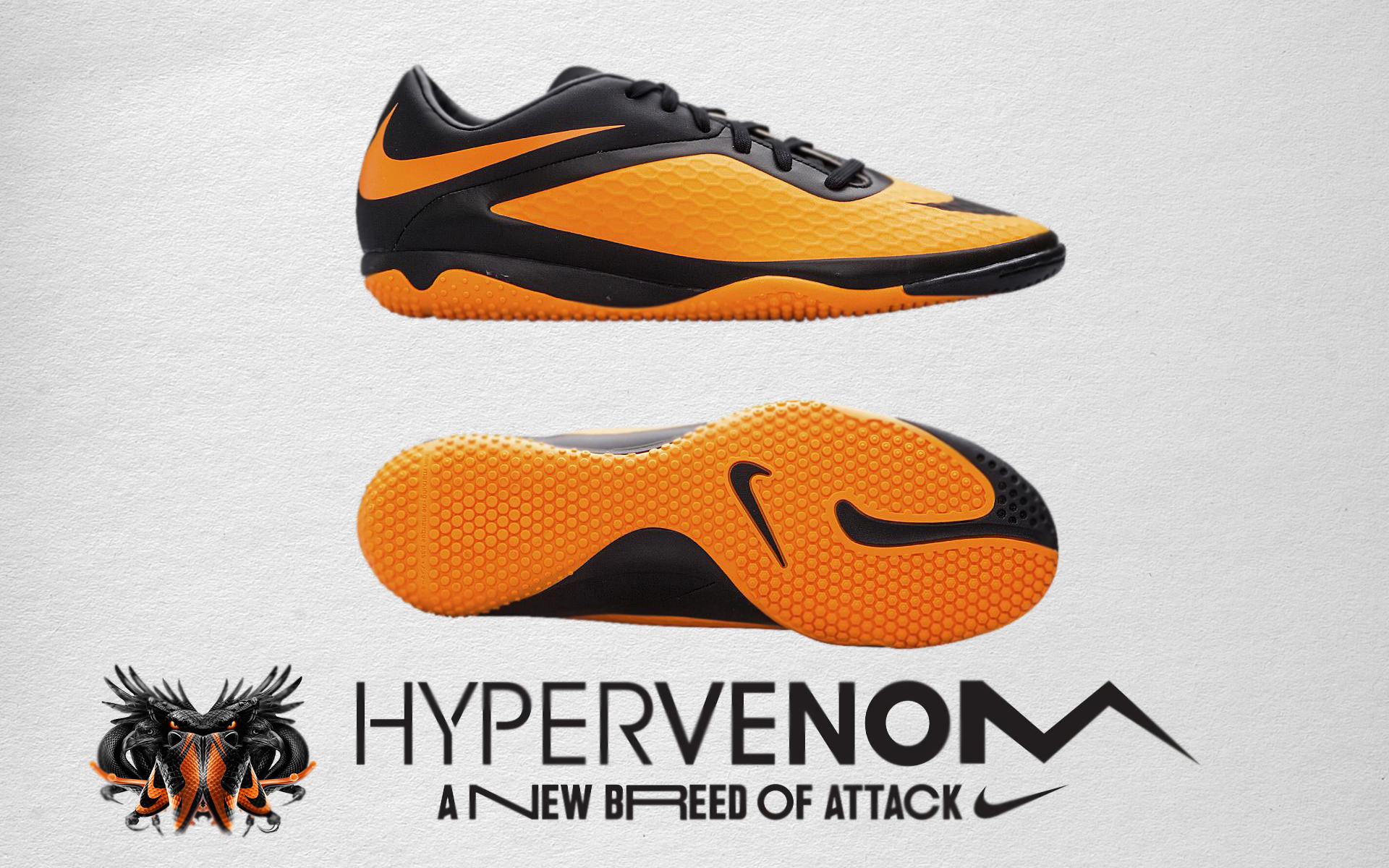 nike shoes black orange futsal hypervenom 1920x1200