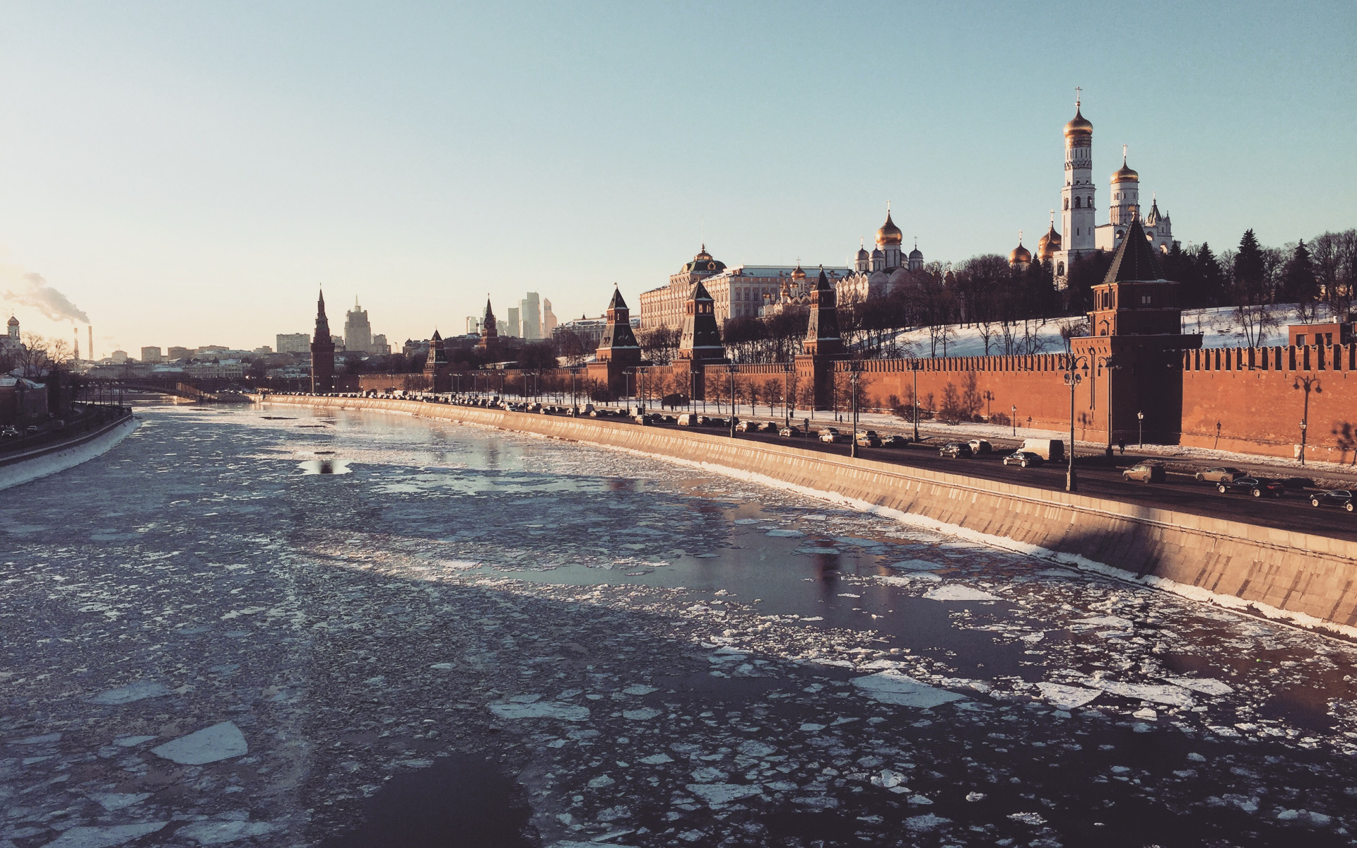 москва река зимой