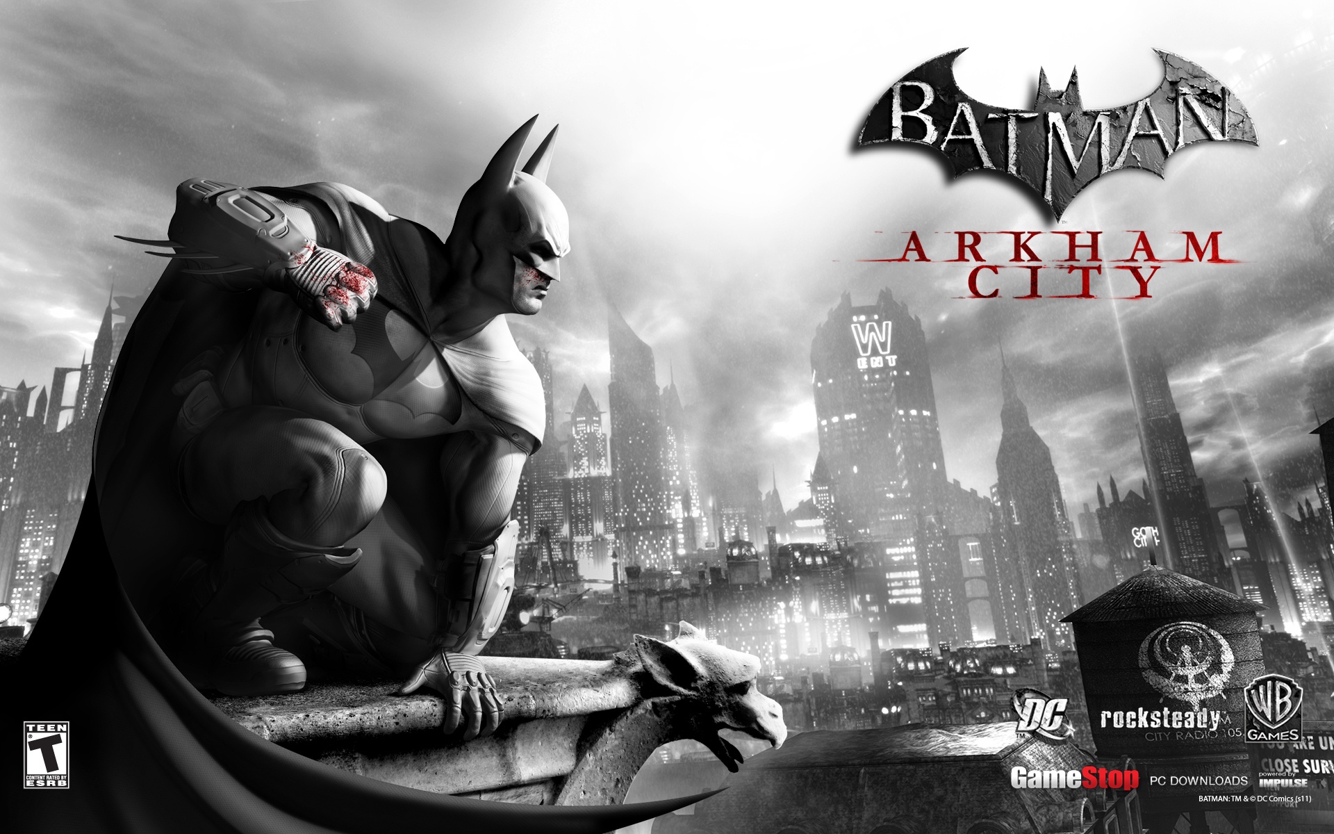 Обои ГОРОД, batman arkham city, горгулья, аркхем сити, БЭТМЕН на телефон и  рабочий стол, раздел игры, разрешение 1920x1200 - скачать