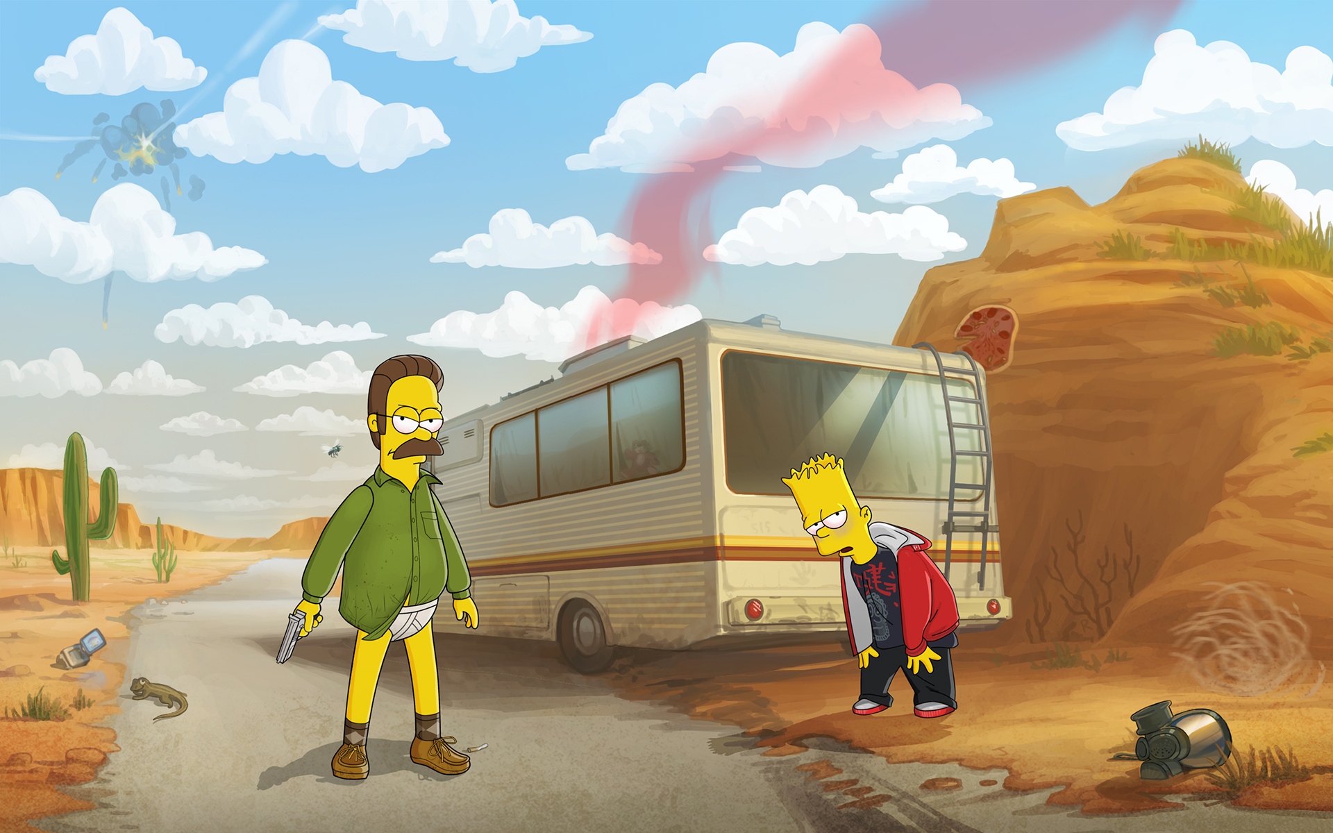 Обои Breaking Bad, The Simpsons, Ned Flanders, Bart Simpson на телефон и  рабочий стол, раздел фильмы, разрешение 1920x1200 - скачать