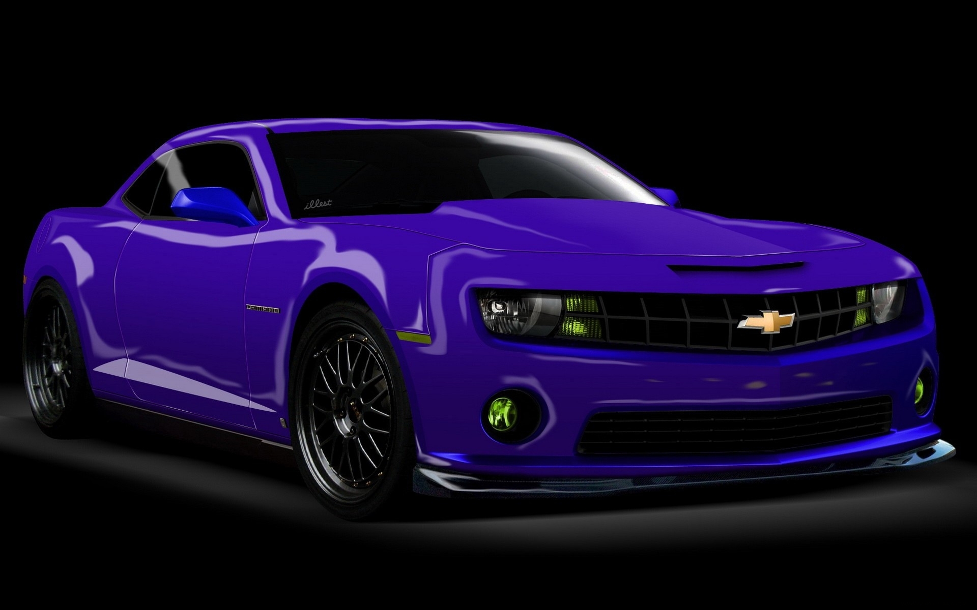 Обои Chevrolet Camaro, Рендеринг, на черном фоне, фиолетовый авто, картинка  3D на телефон и рабочий стол, раздел рендеринг, разрешение 1920x1200 -  скачать