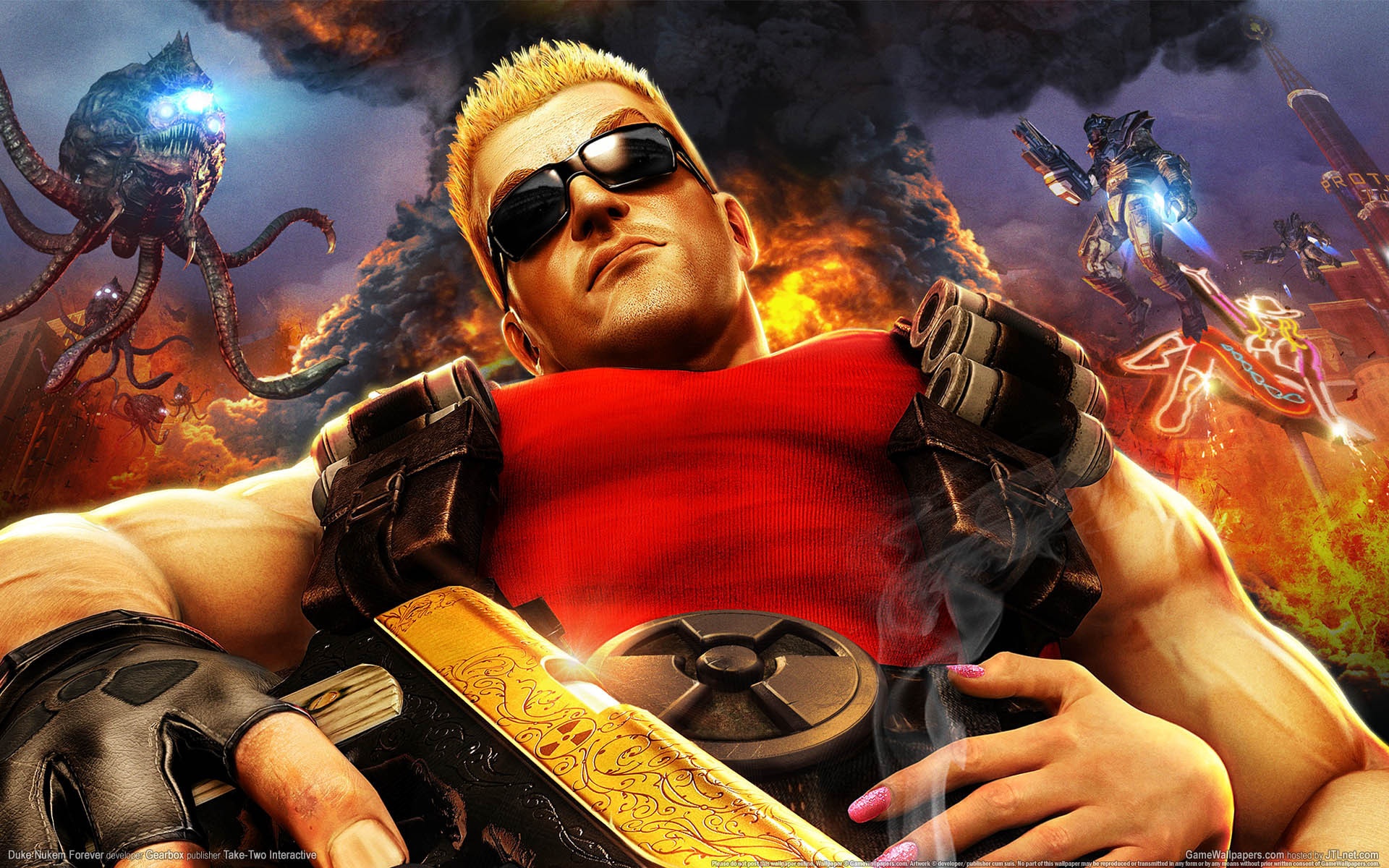 Скачать обои мужик, осьминоги, Duke Nukem Forever, раздел игры в разрешении  1920x1200