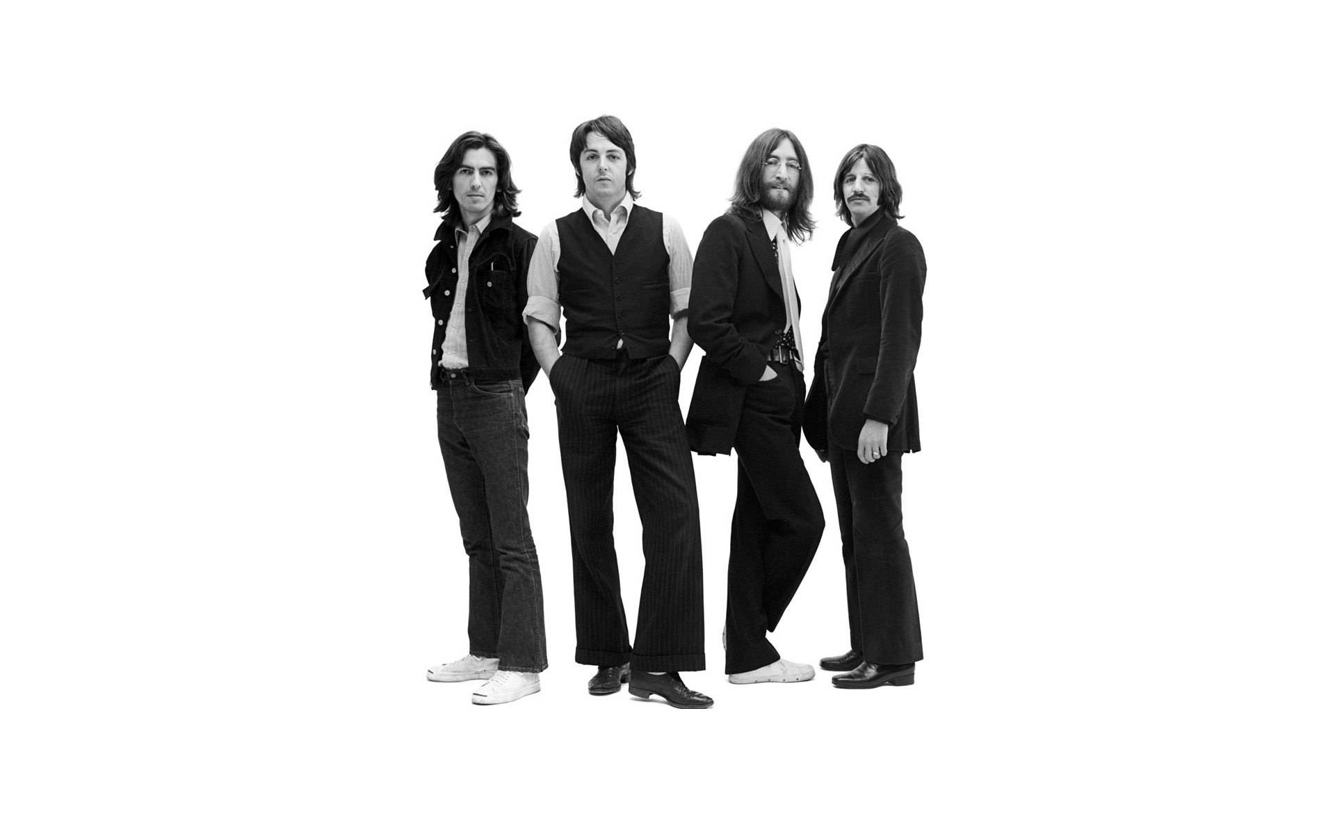 Обои группа, beatles, на белом фоне на телефон и рабочий стол, раздел  музыка, разрешение 1920x1200 - скачать