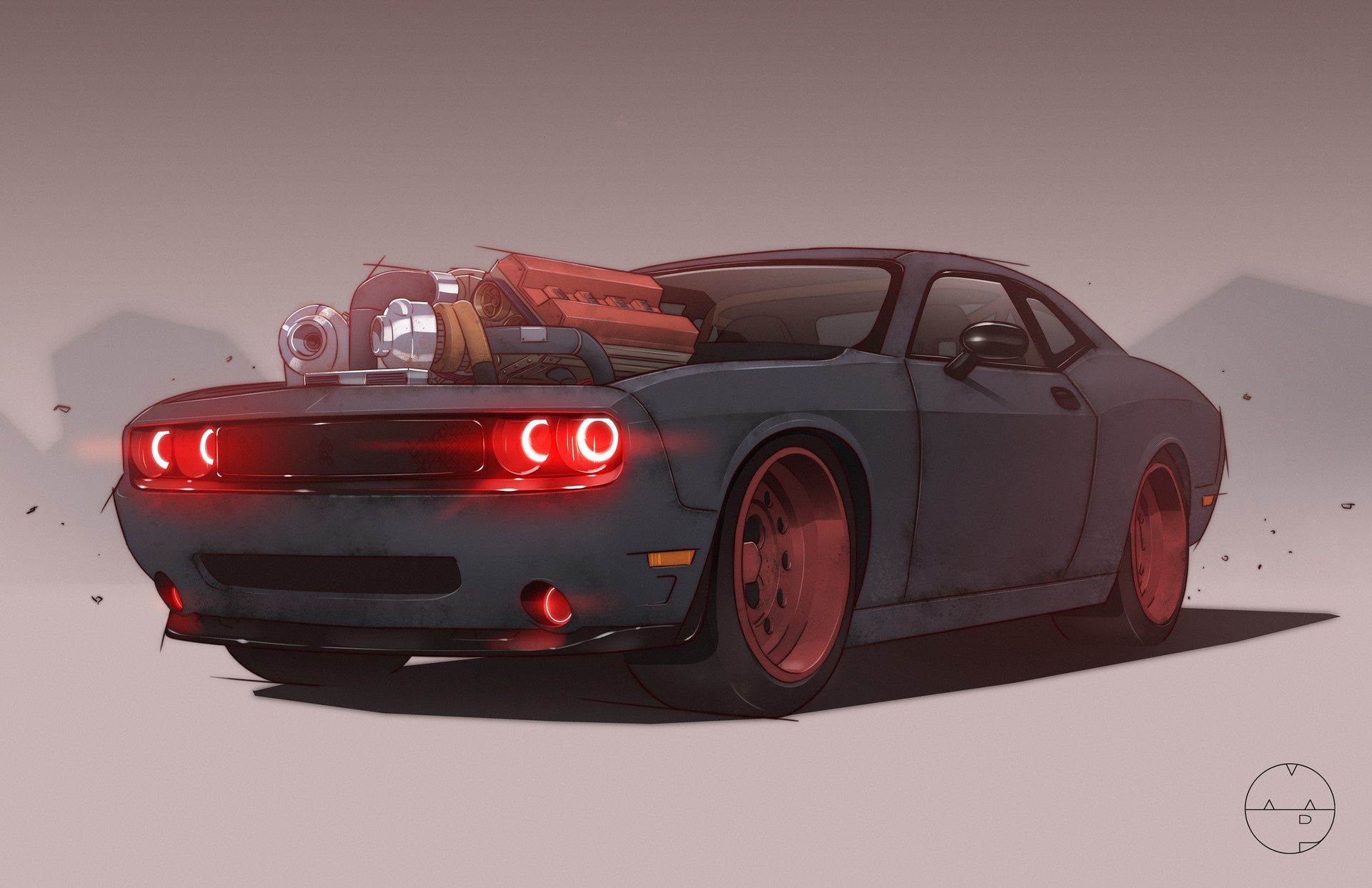 Обои Авто, Рисунок, Машина, Dodge, Challenger, Art, Dodge Challenger, Demon  на телефон и рабочий стол, раздел арт, разрешение 1920x1243 - скачать