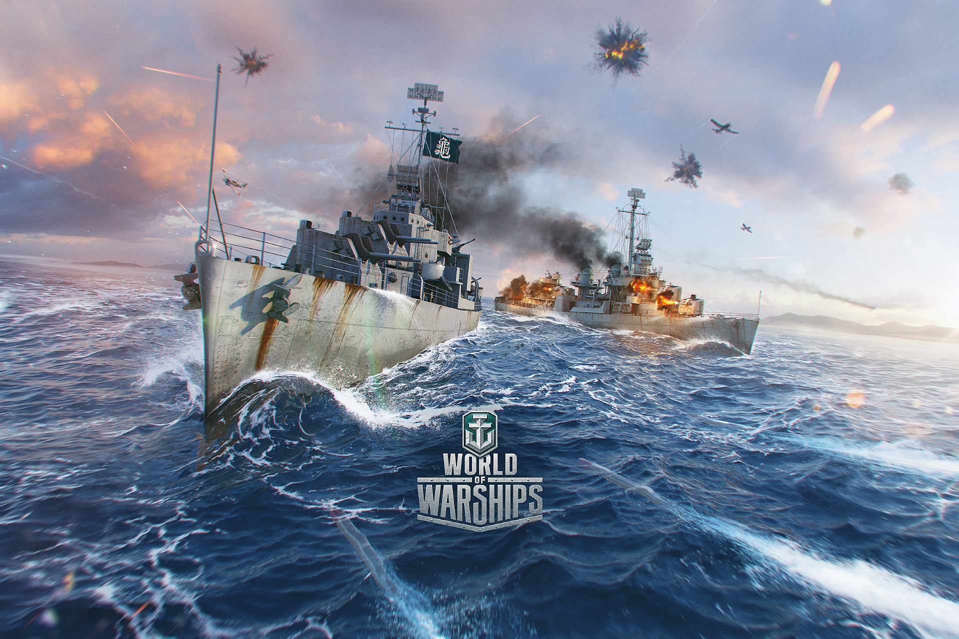 Обои корабль, бой, World of Warships, gearing, fletcher на телефон и  рабочий стол, раздел игры, разрешение 1920x1279 - скачать