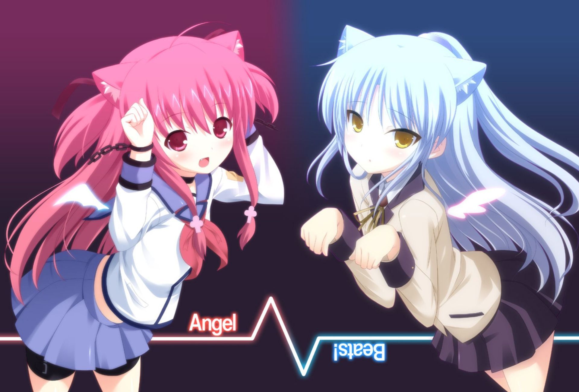 Обои крылья, ангел, демон, Девочки, Angel beats, Yui, Ангельские ритмы,  Тачибана Канаде на телефон и рабочий стол, раздел прочее, разрешение  1920x1300 - скачать