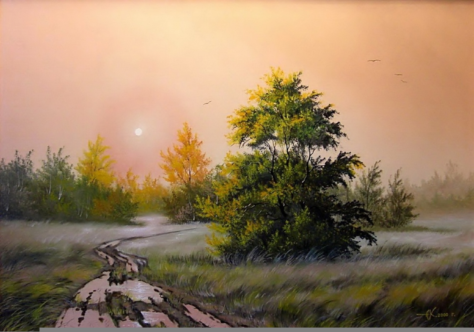 Пейзаж с передачей утреннего или вечернего настроения. Картины художника Ходюкова.