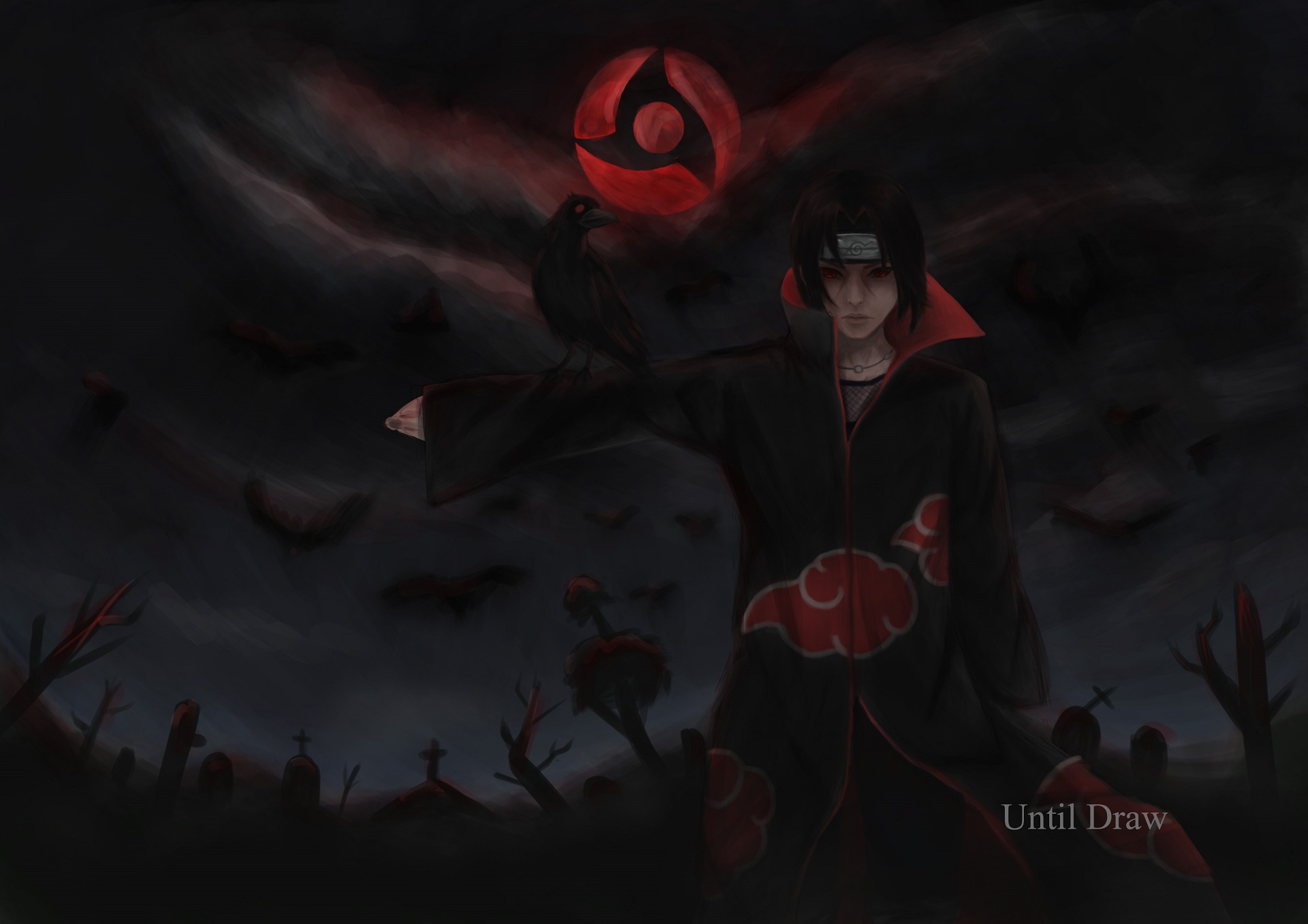 Обои Uchiha Itachi, NARUTO, Mangekyou Sharingan, Pixiv, Black Bird,  Genjutsu на телефон и рабочий стол, раздел сёнэн, разрешение 1920x1357 -  скачать