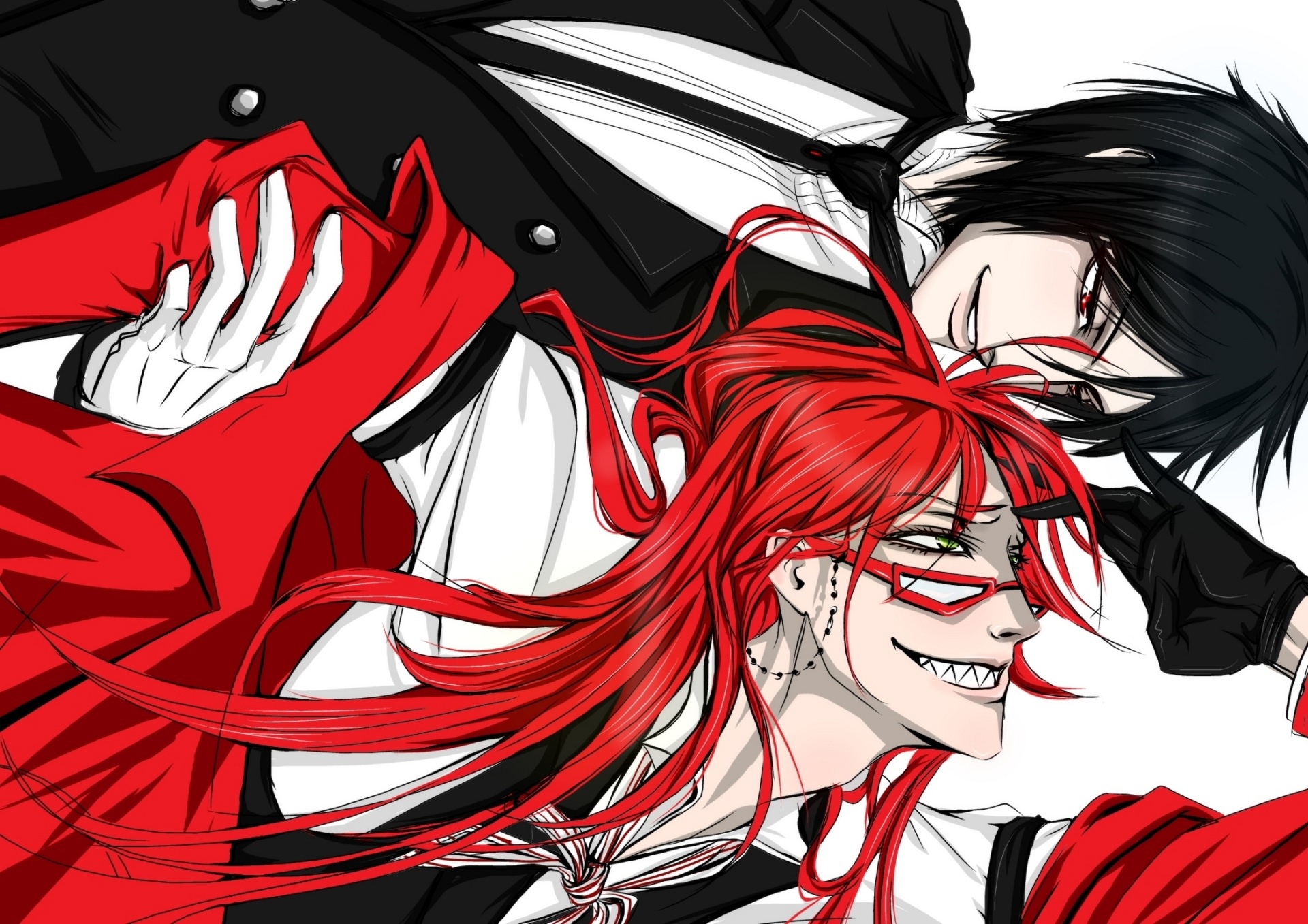 Скачать обои демон, жнец, Grell Sutcliff, Kuroshitsuji, Sebastian  Michaelis, раздел сёнэн в разрешении 1920x1357