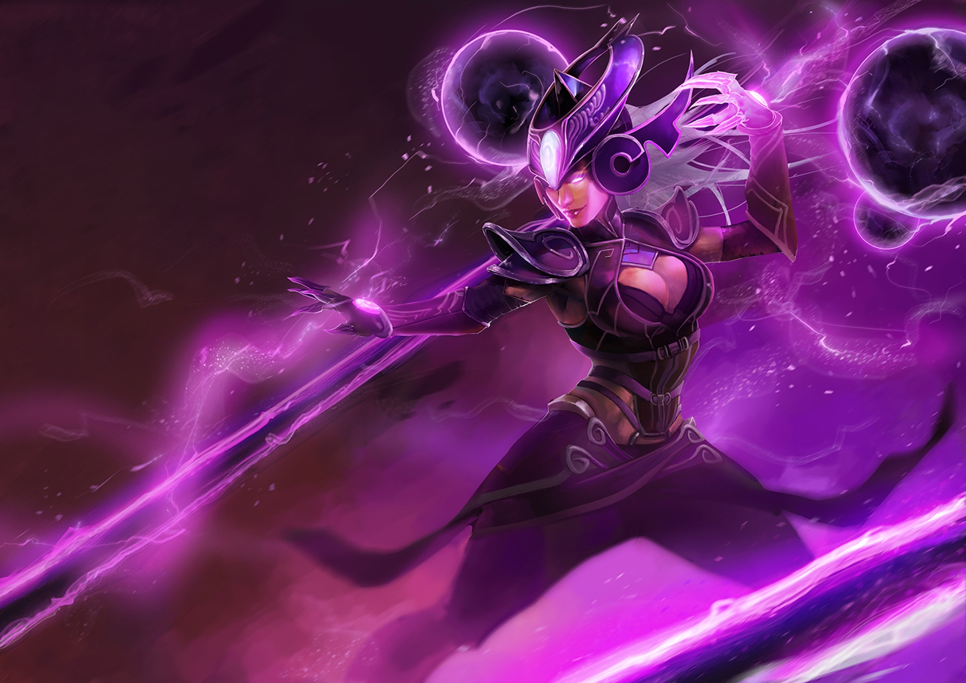 Скачать обои девушка, магия, League of Legends, moba, Dark Sovereign,  syndra, раздел игры в разрешении 1920x1358