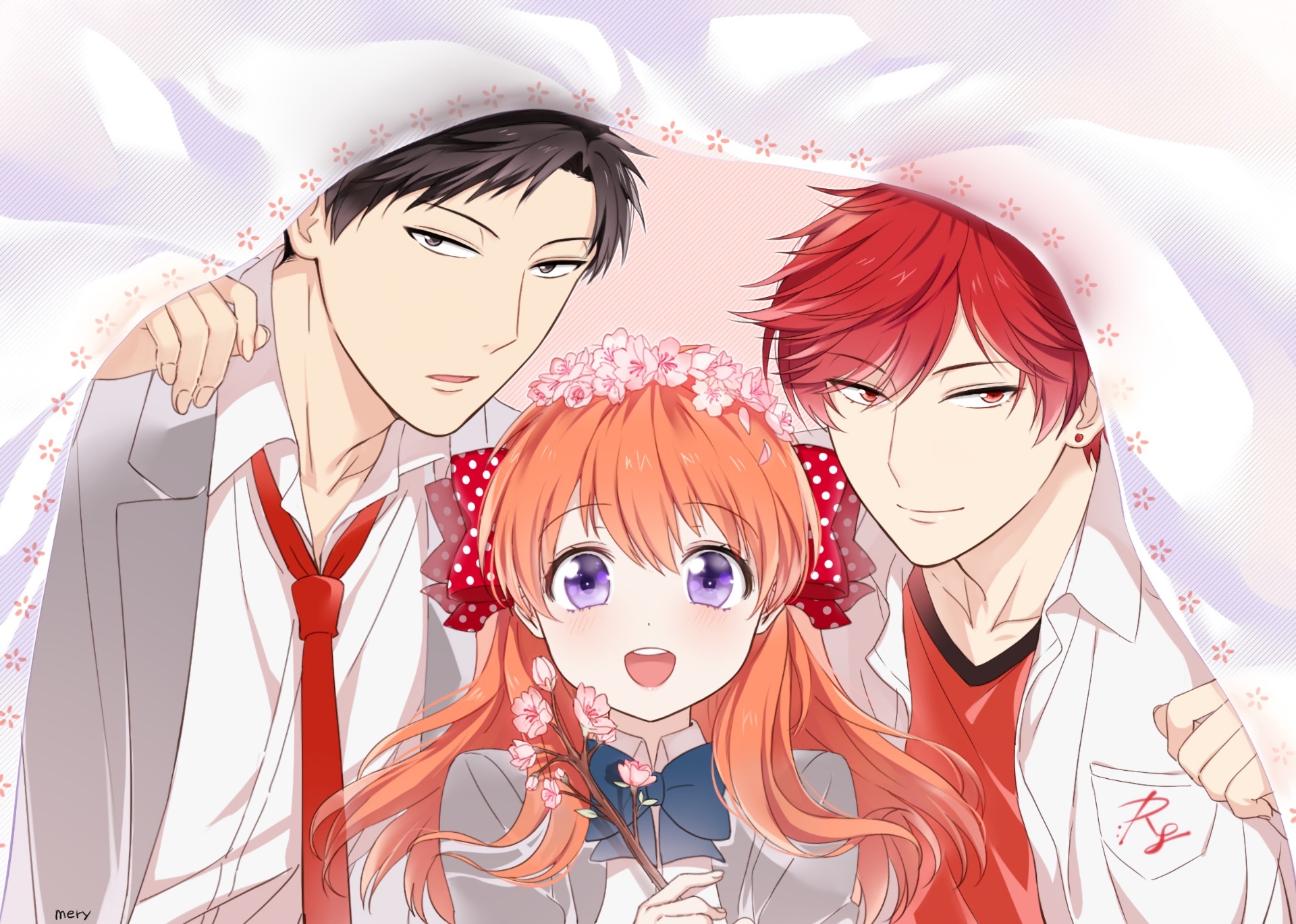 Обои девушка, аниме, арт, парни, Gekkan Shoujo Nozaki-kun, Нозаки автор  сёдзе манги на телефон и рабочий стол, раздел прочее, разрешение 1920x1369  - скачать