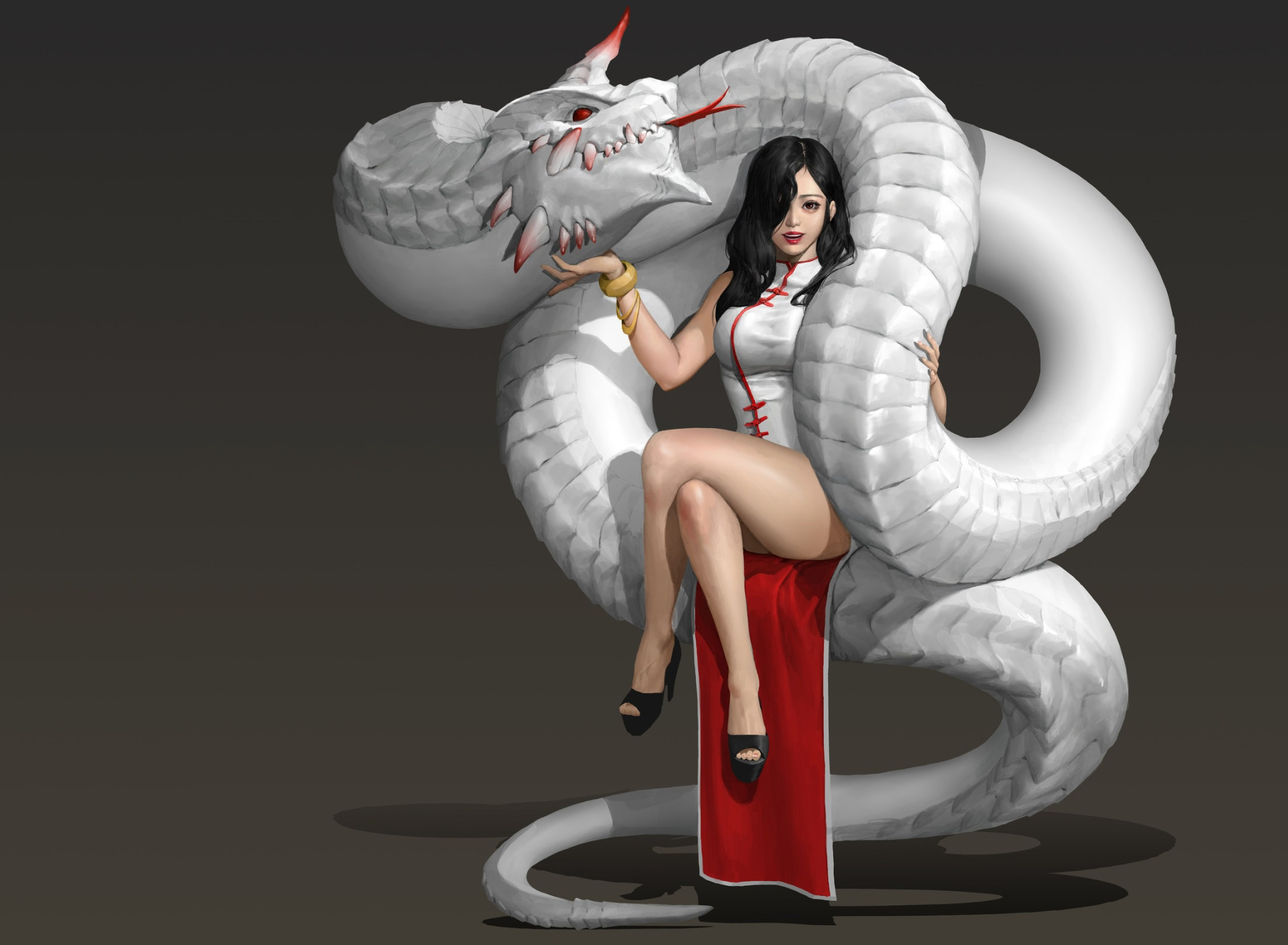 Девочка змейка. Девушка и дракон. Змея фэнтези. Девушка змея арт.