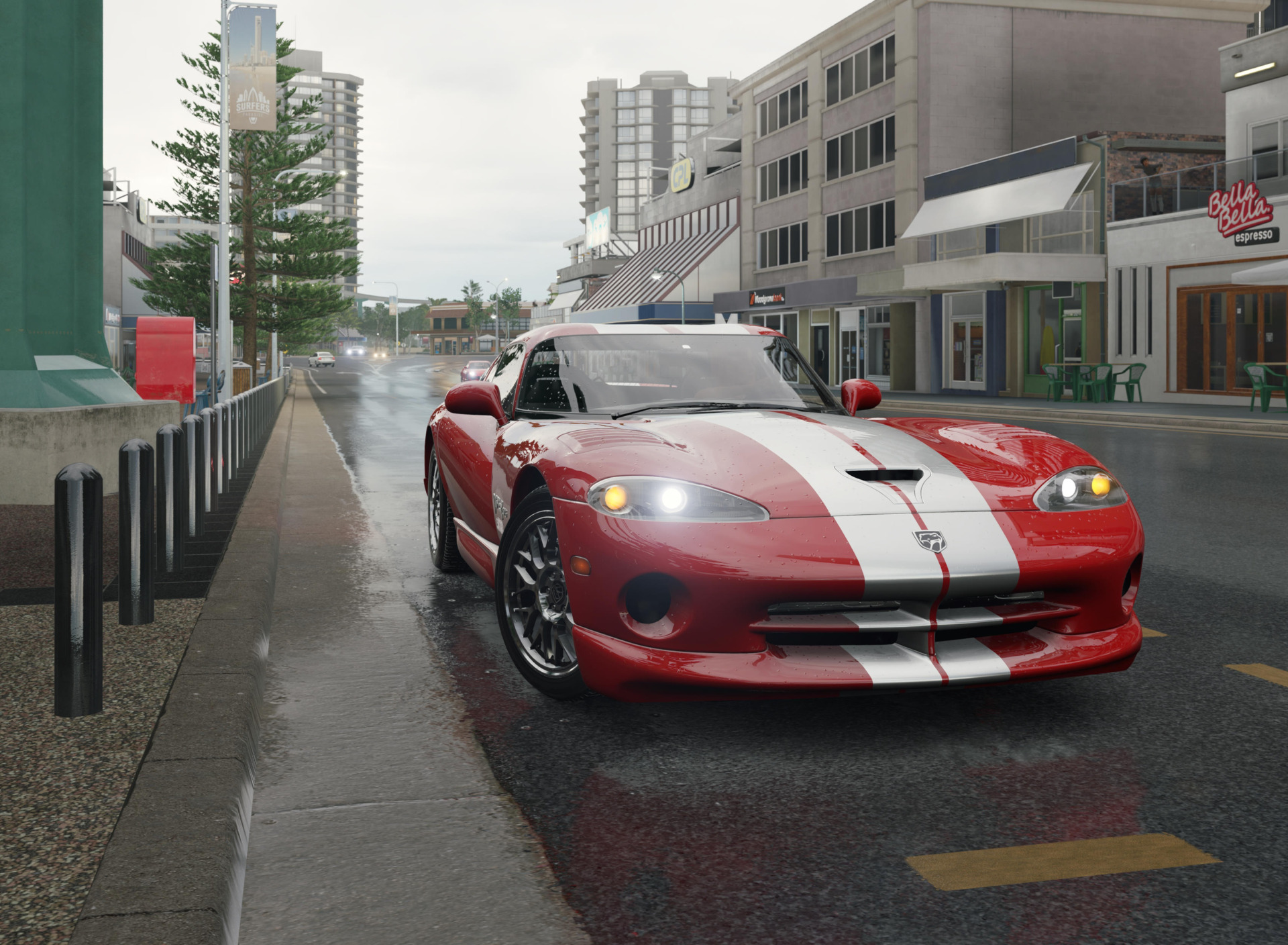 Скачать обои город, улица, Dodge Viper, Forza Horizon 3, раздел игры в  разрешении 1920x1408