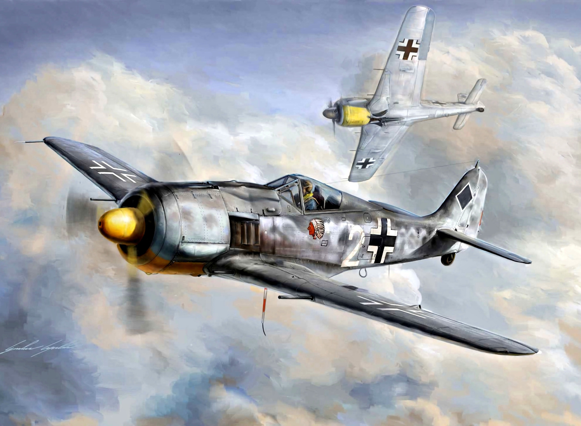 Скачать обои Germany Luftwaffe Ww2 Fighter Würger Focke Wulf Fw