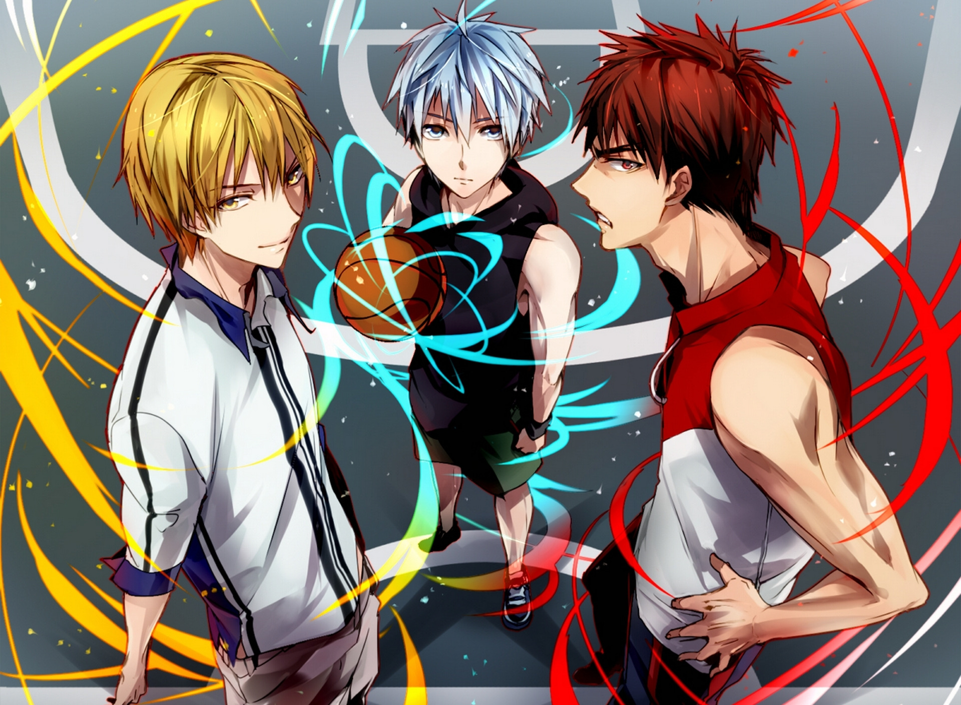 Скачать обои мяч, аниме, арт, парни, kuroko tetsuya, kuroko no basket,  баскетбол куроко, kagami taiga, раздел прочее в разрешении 1920x1408