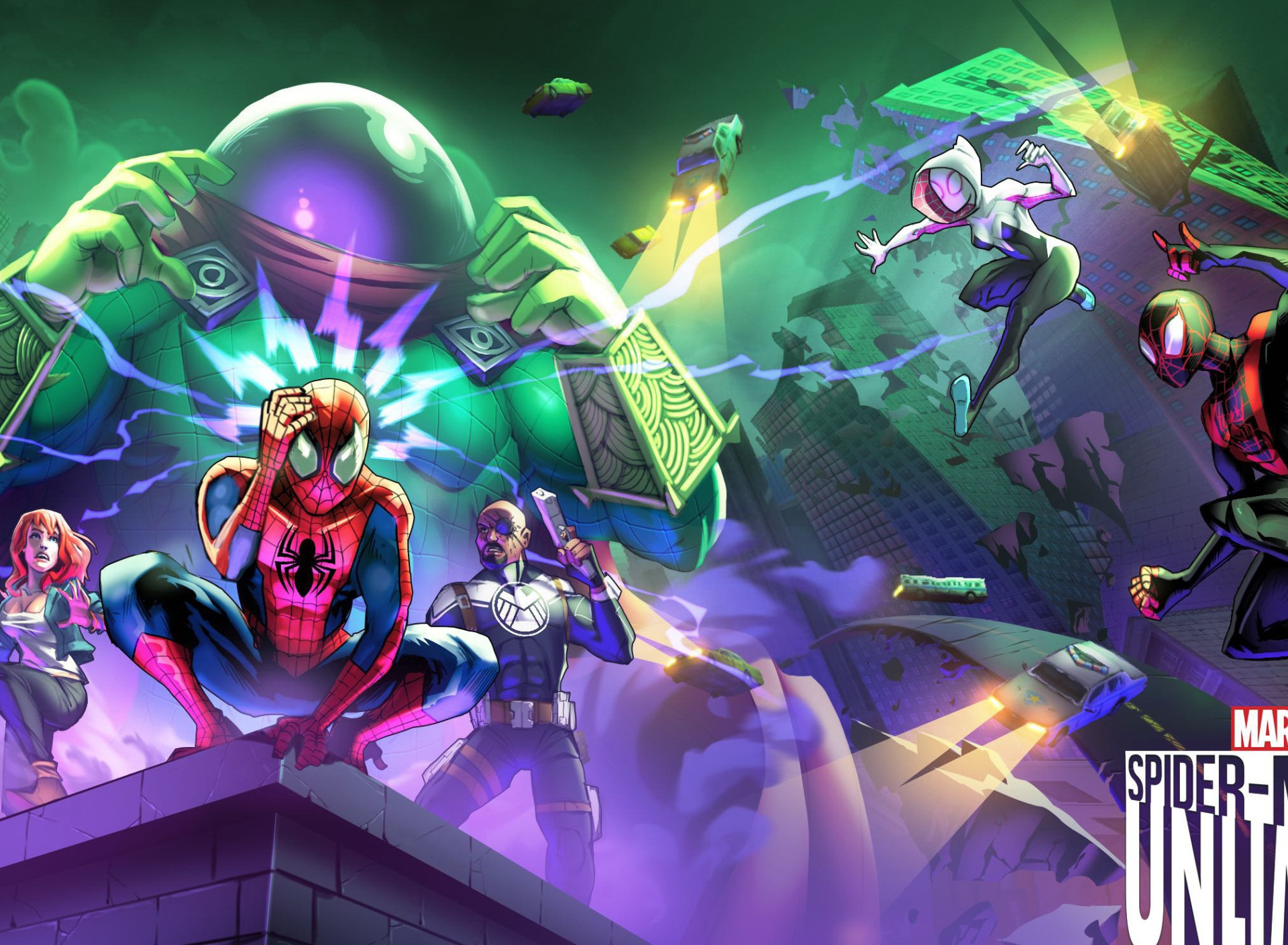 Скачать обои game, android, Marvel, IOS, spider-man unlimited,  spider-verse, Gameloft, раздел игры в разрешении 1920x1408