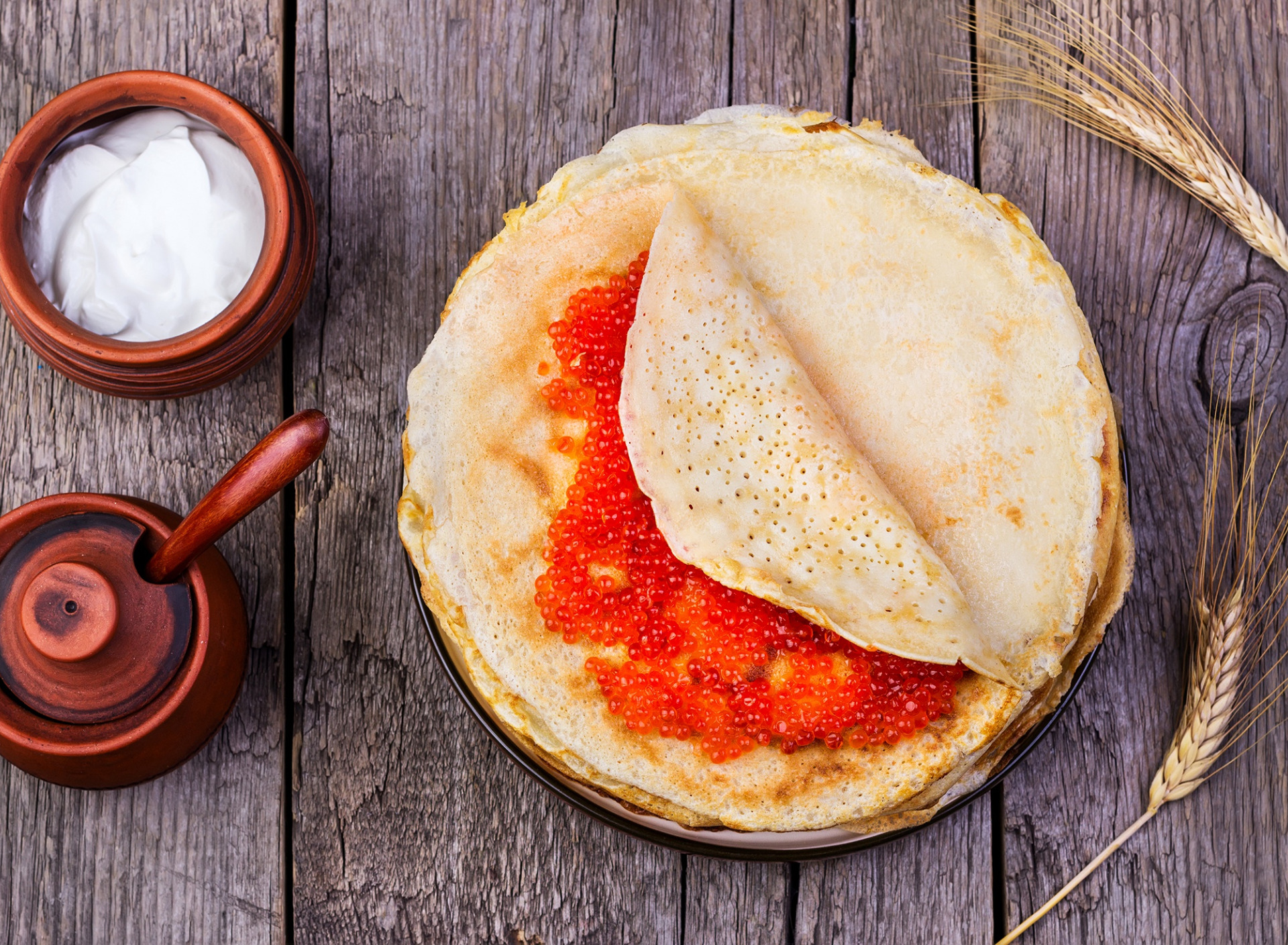 Pancakes with Caviar.