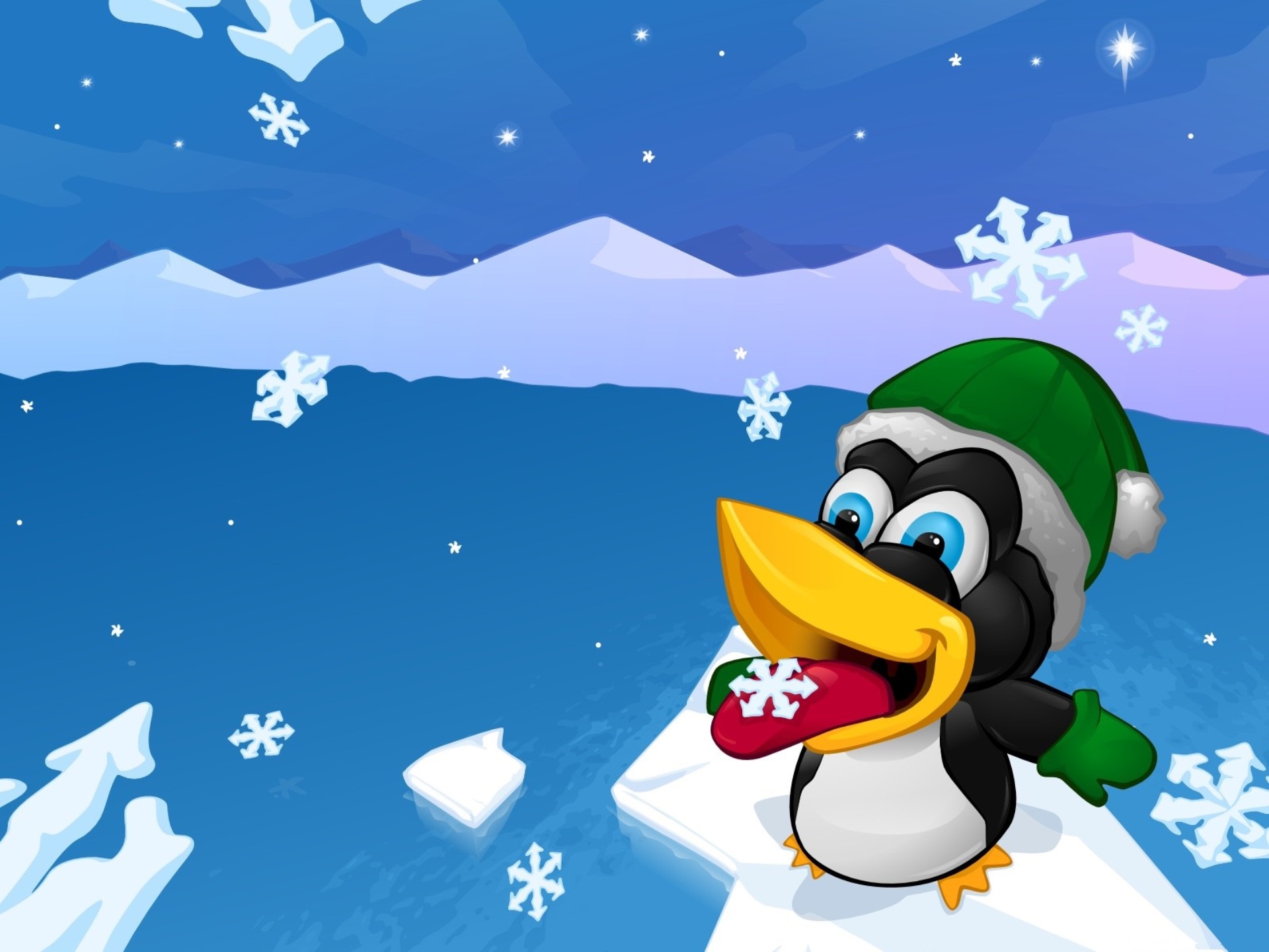 Обои снежинки, Новый год, Linux, новогодний, Пингвин, запах рождества,  Christmas Tux на телефон и рабочий стол, раздел разное, разрешение  1920x1440 - скачать