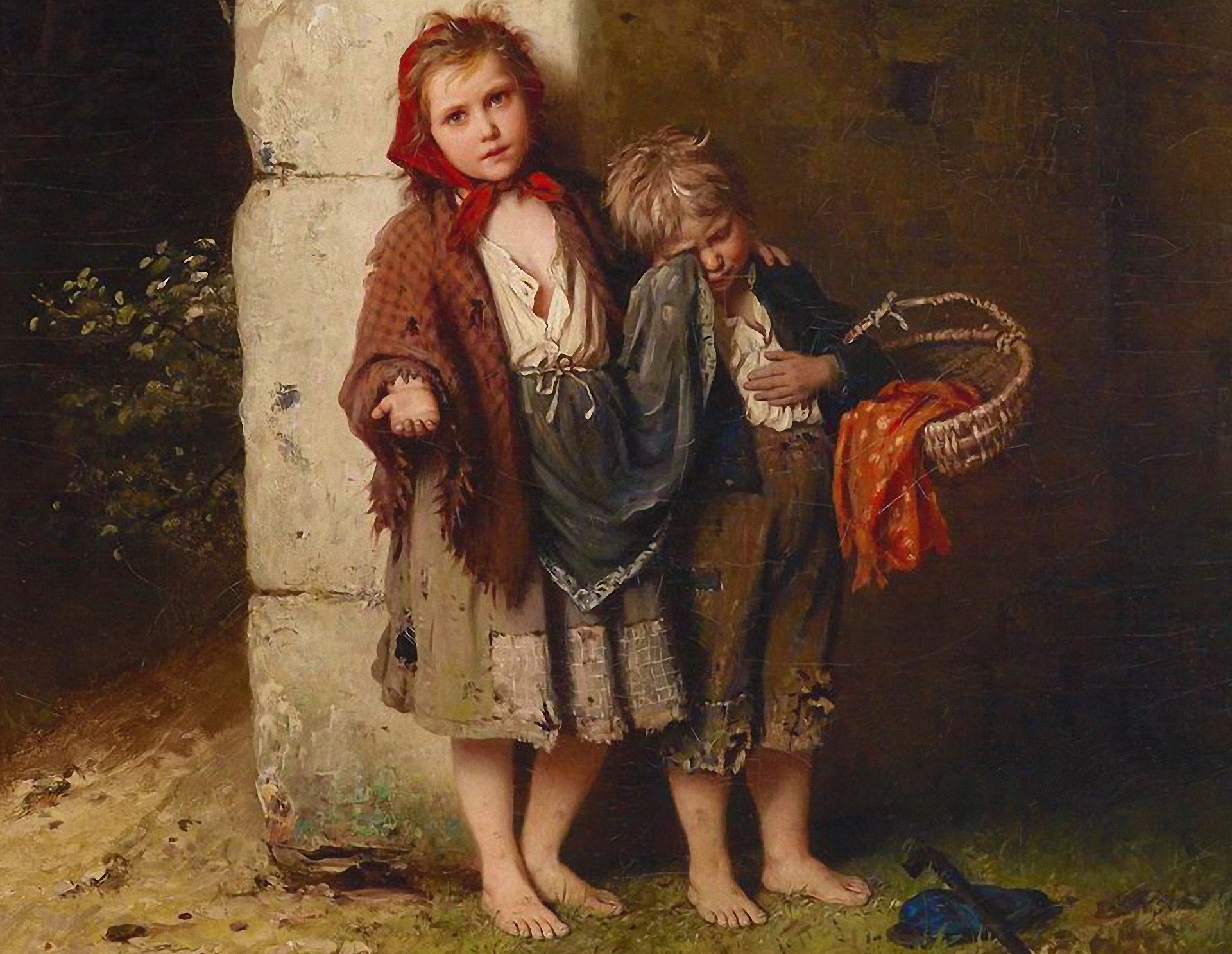 Нищая сиротка удивила великого. Thomas Kennington бездомные 1890. Иоганн Георг Мейер бедные дети. Художник Мейер Иоганн Георг.