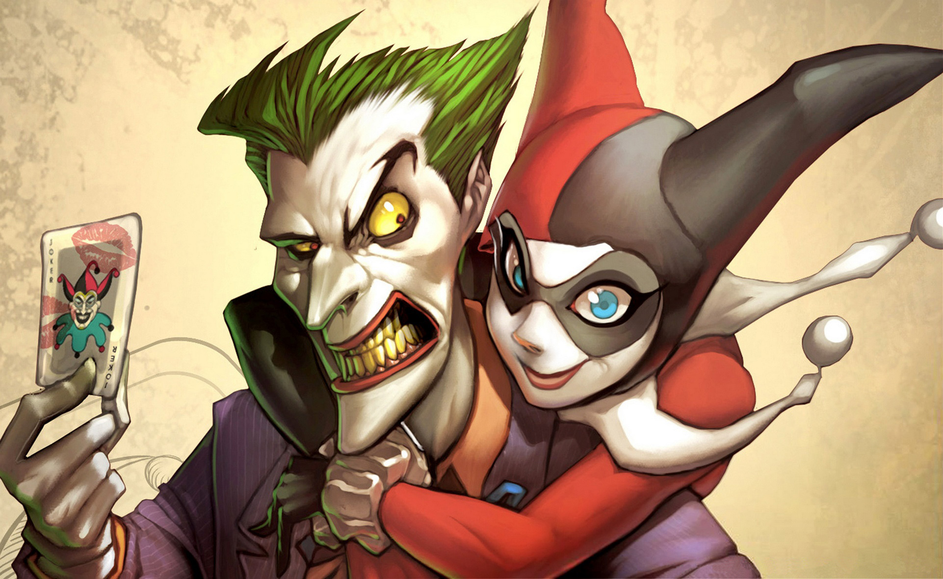 Обои карта, Joker, DC Comics, Harley Quinn на телефон и рабочий стол,  раздел фантастика, разрешение 1922x1180 - скачать