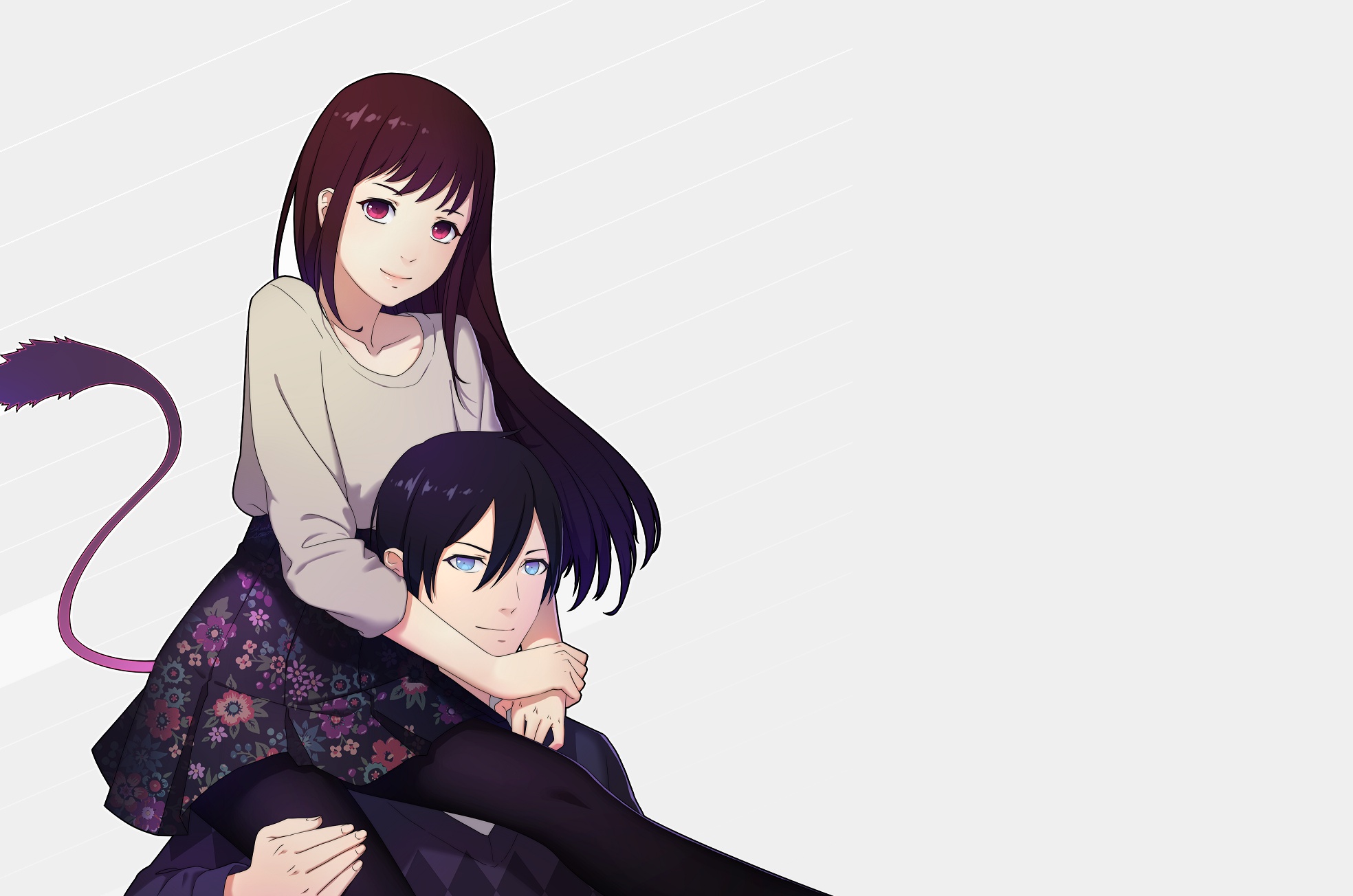 Скачать обои девушка, романтика, аниме, арт, парень, Бездомный Бог,  Noragami, Ято, раздел сёнэн в разрешении 1968x1304