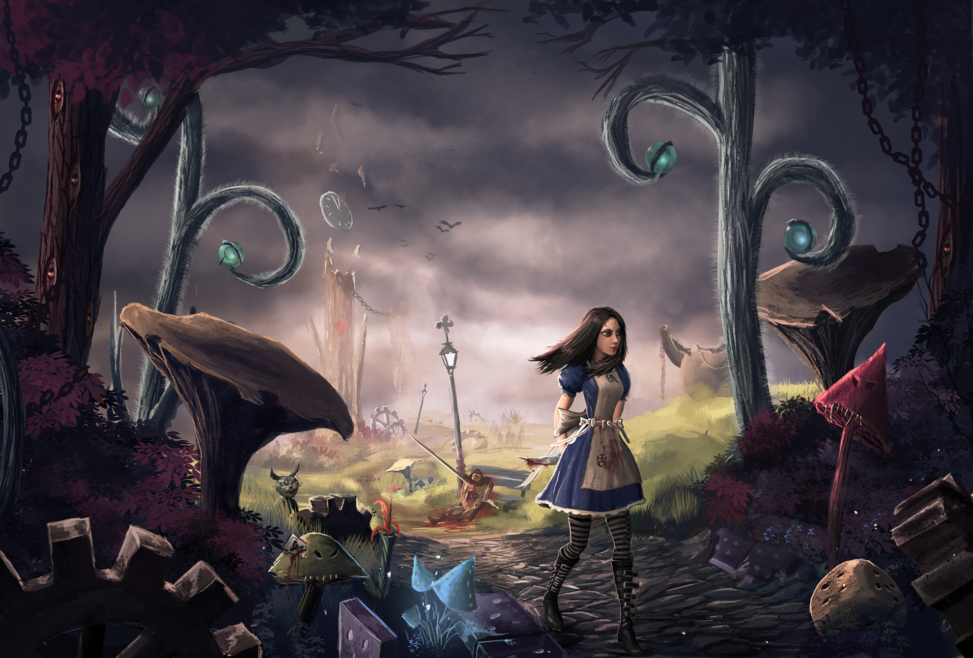 Обои art, wonderland, alice, Alice: Madness Returns на телефон и рабочий  стол, раздел фантастика, разрешение 1980x1339 - скачать