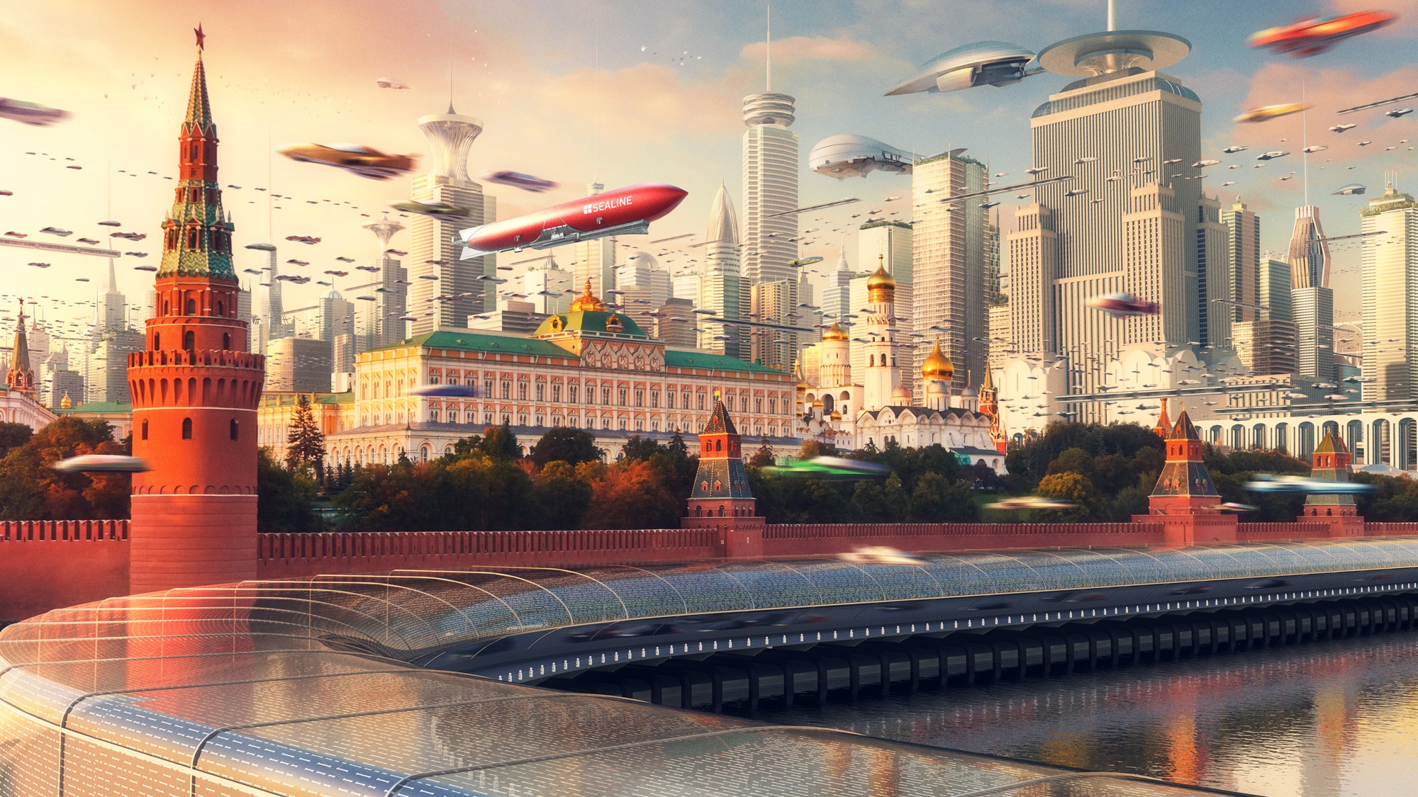 Город сквозь города и страны. Москва в будущем. Кремль в будущем. Будущая Москва.