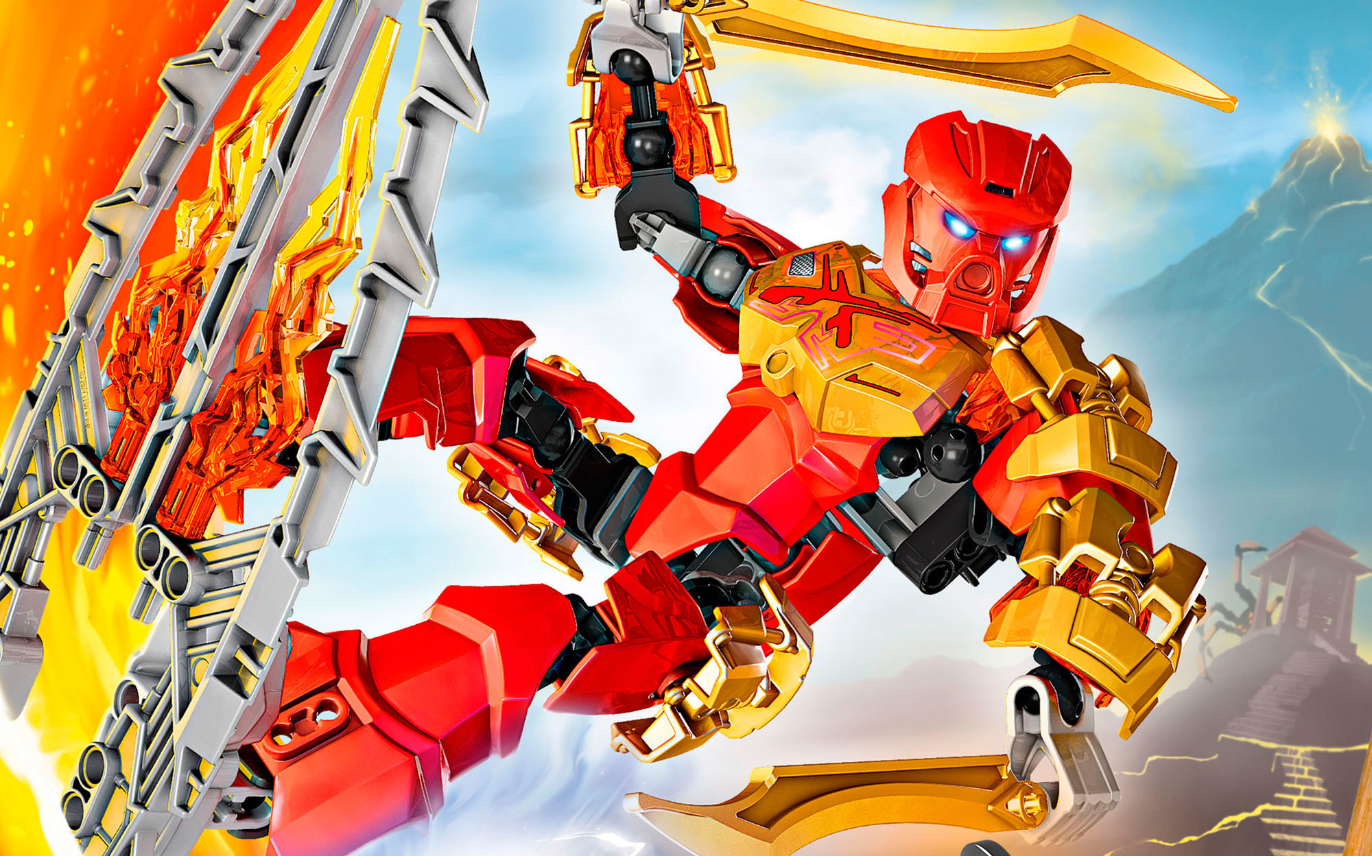 Обои лего, LEGO, бионикл, BIONICLE, 70787, maste of fire, повелитель огня,  Таху на телефон и рабочий стол, раздел игры, разрешение 2000x1248 - скачать