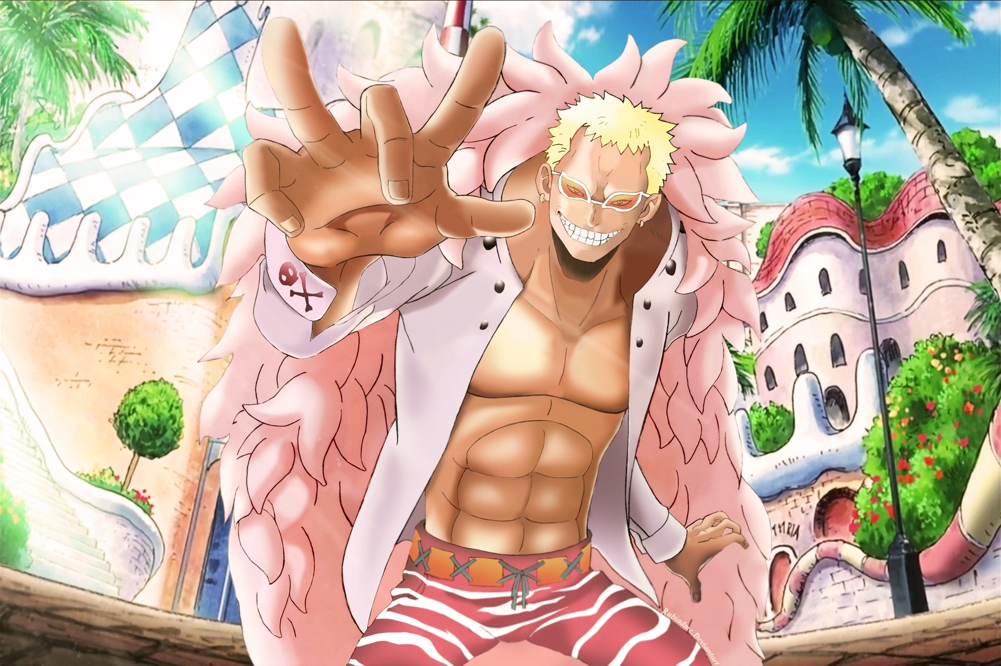 Скачать обои anime, Shichibukai, Donquixote Doflamingo, The One Piece,  раздел аниме в разрешении 2000x1331