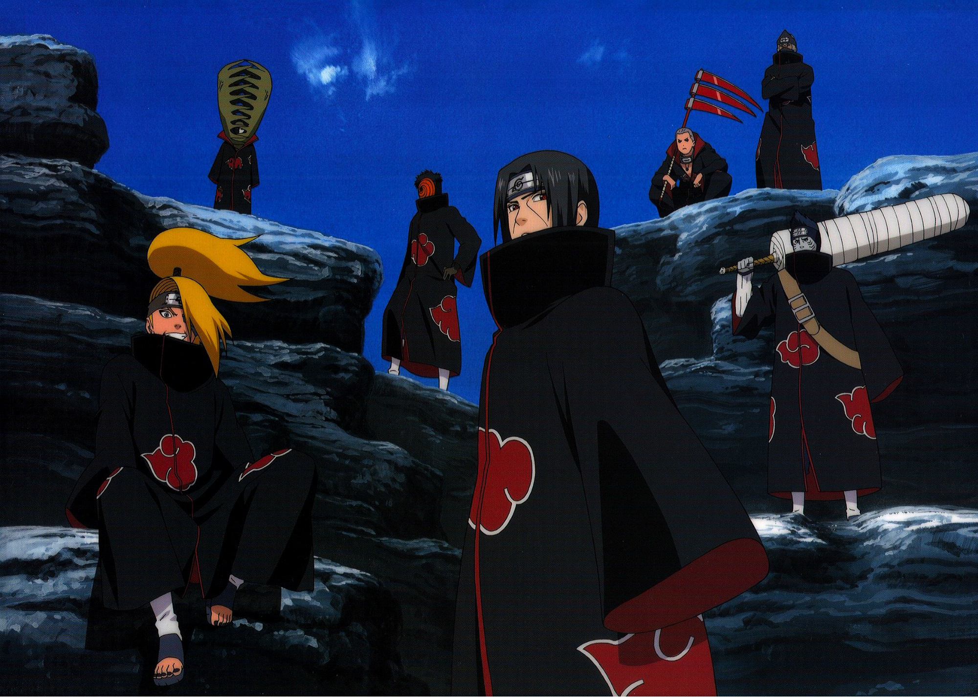 небо, меч, коса, Itachi, ninja, <b>Akatsuki</b>, Deidara, Naruto Shippuden. 