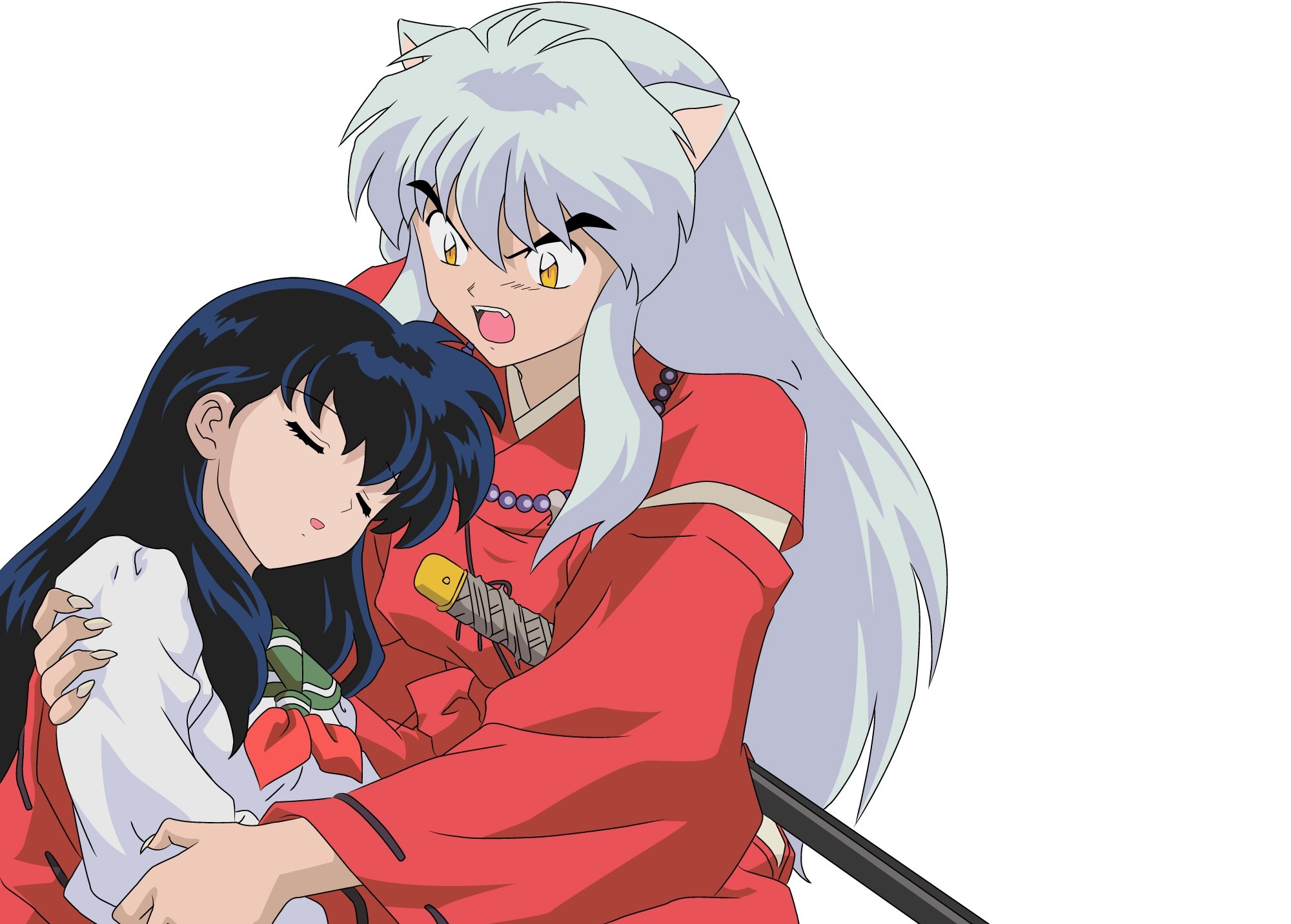 Скачать обои девушка, аниме, арт, парень, Inuyasha, Инуяша, Кагоме, InuYasha,  раздел сёнэн в разрешении 2000x1432