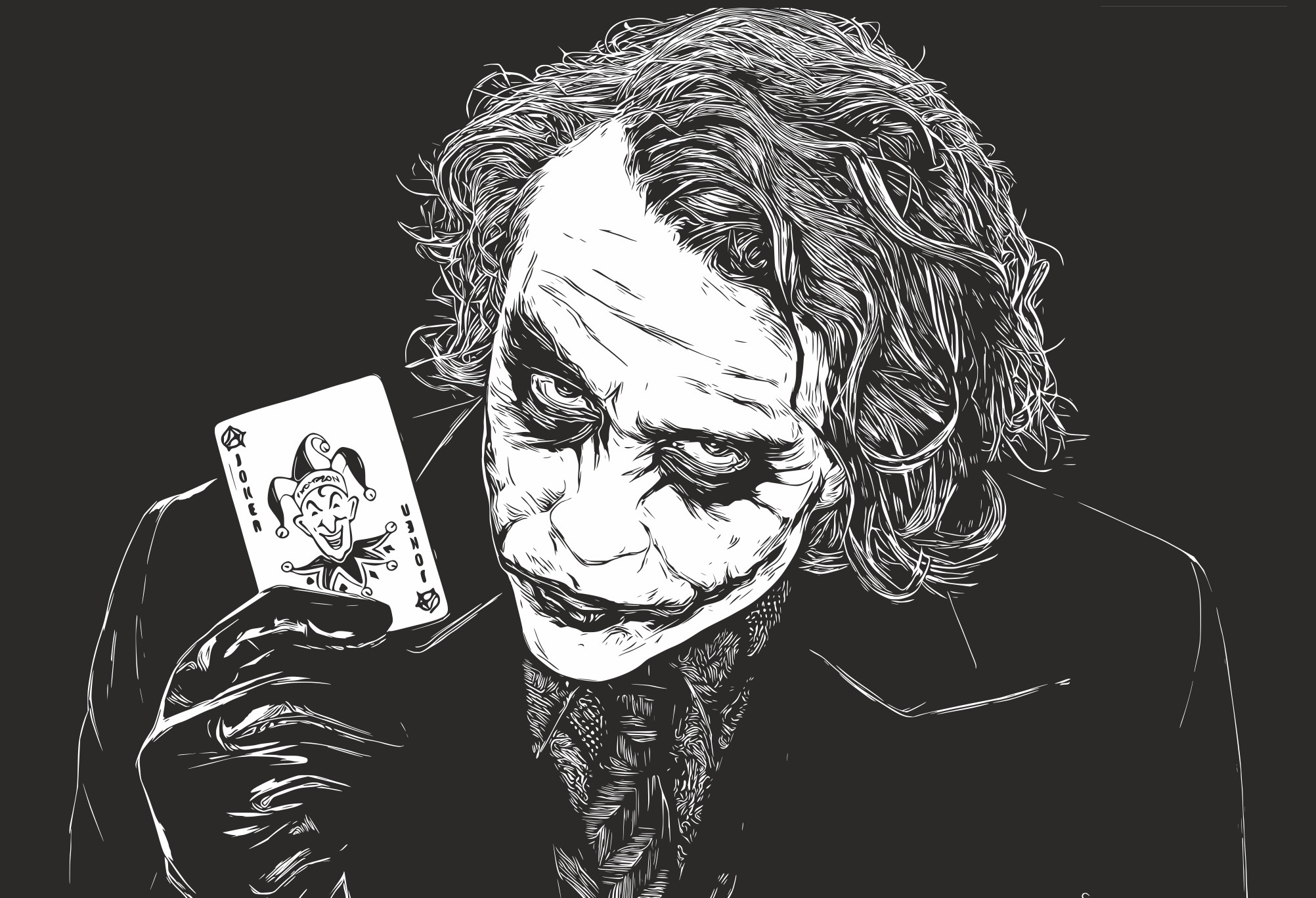 Обои карта, арт, Джокер, злодей, чб, Joker, DC Comics, враг Бэтмена на  телефон и рабочий стол, раздел арт, разрешение 2004x1368 - скачать