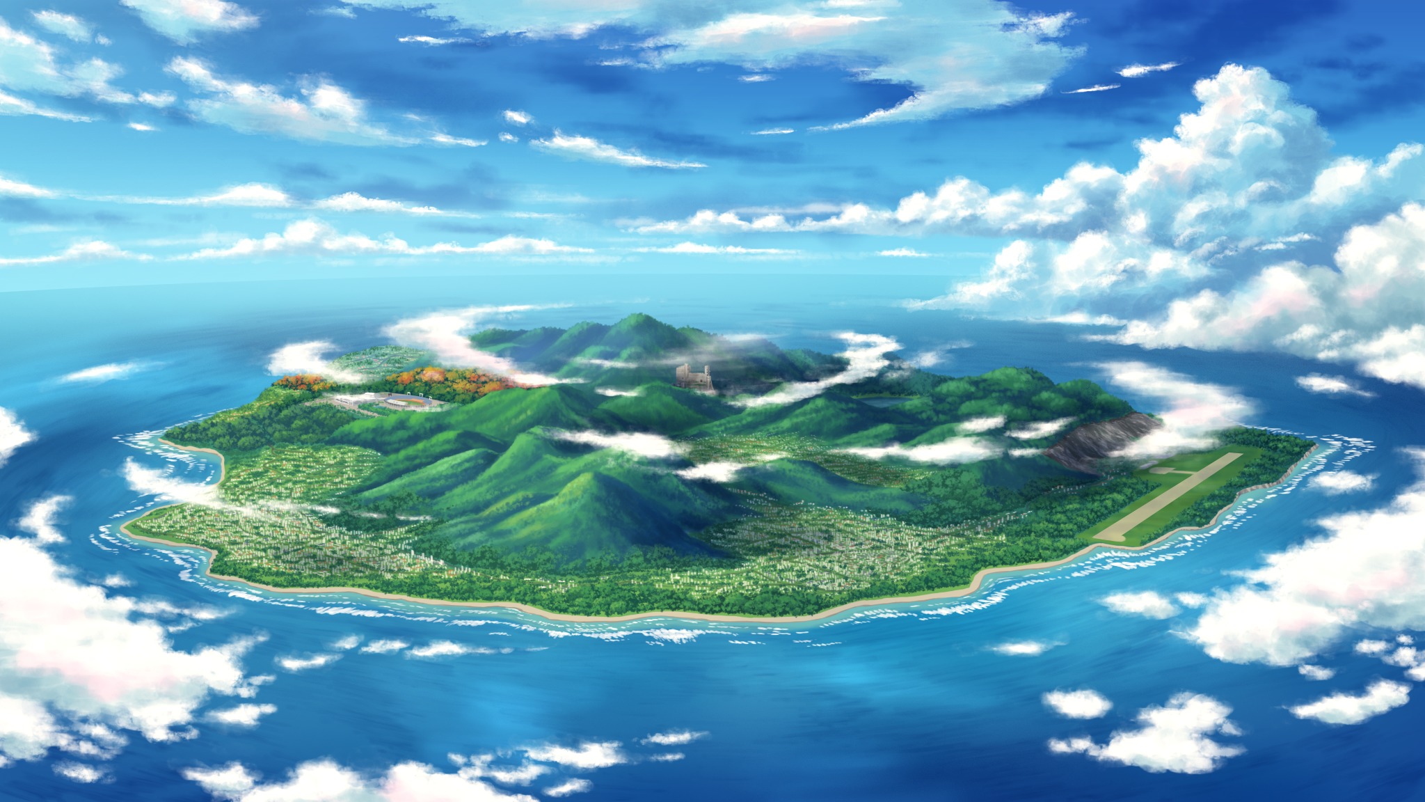 Animeverse island. Сказочный остров. Остров арт. Остров в океане.