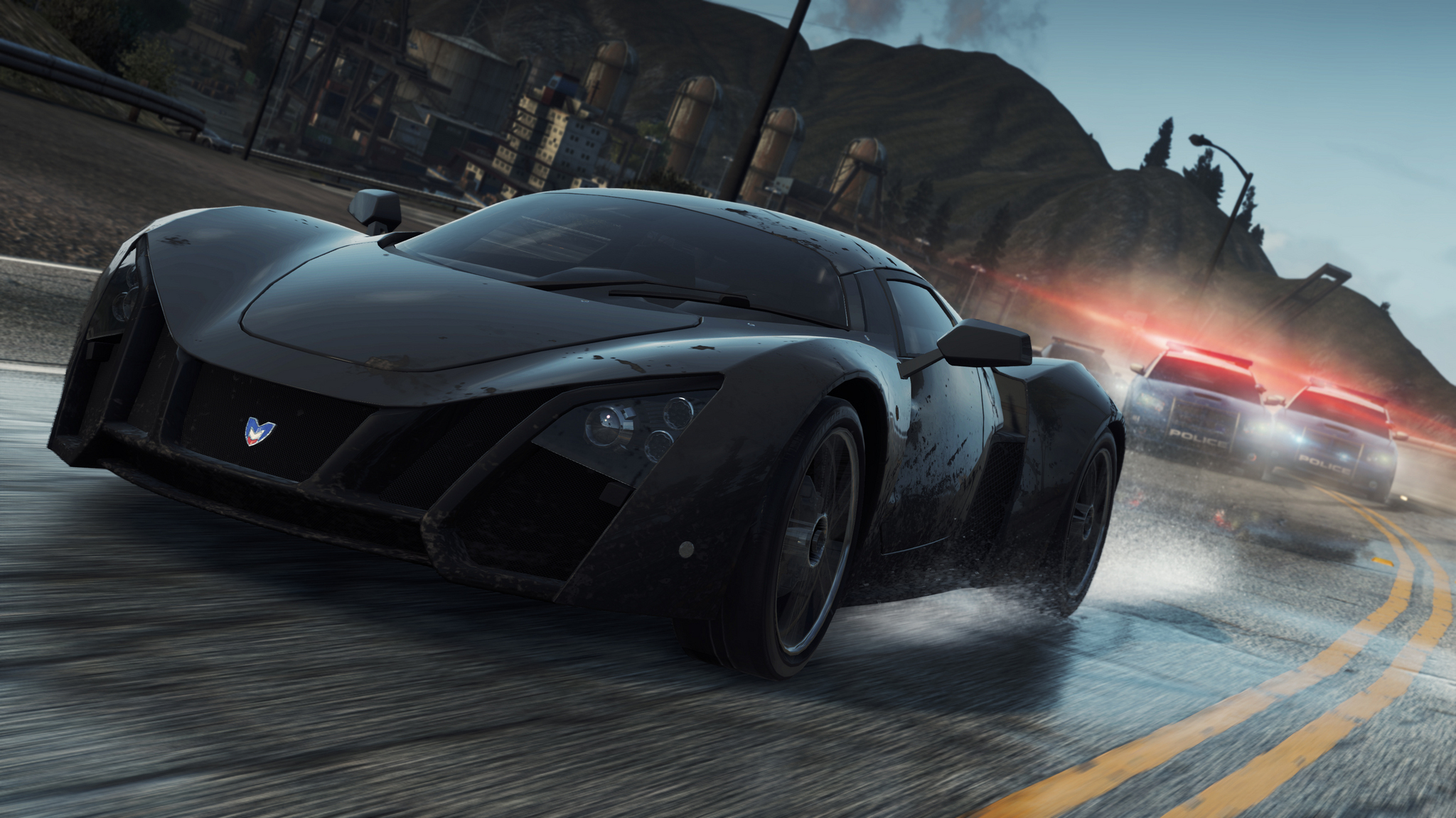 Обои брызги, погоня, гонки, need for speed most wanted 2, marussia b2 на  телефон и рабочий стол, раздел игры, разрешение 2048x1152 - скачать