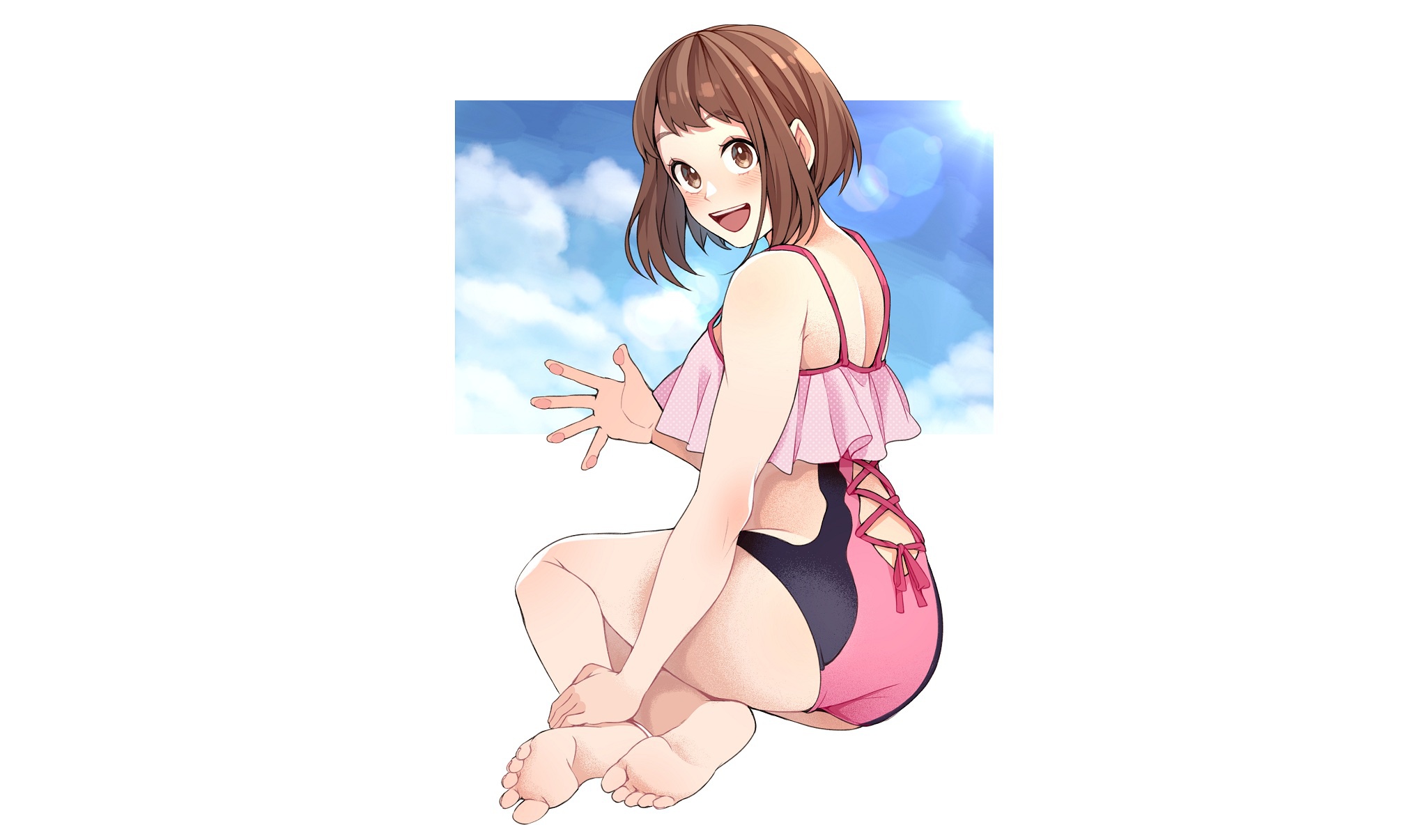 Обои купальник, девушка, Boku no Hero Academia, My Hero Academia, Uraraka  Ochako, Моя Геройская Академия, Урарака Очако на телефон и рабочий стол,  раздел сэйнэн, разрешение 2048x1200 - скачать