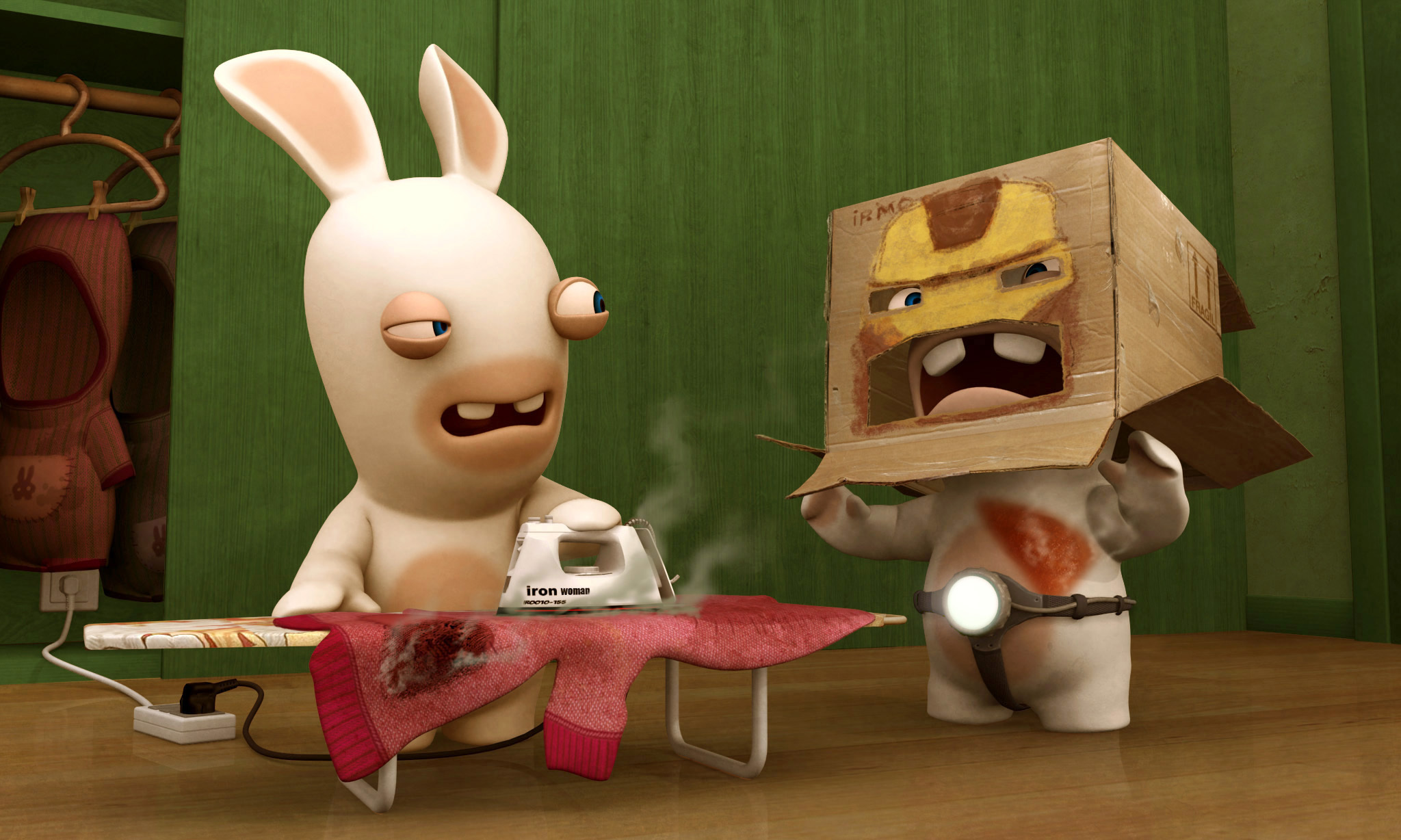 Скачать обои кролик, iron man, Rabbids, утюг, Raving rabbids, раздел игры в  разрешении 2048x1228