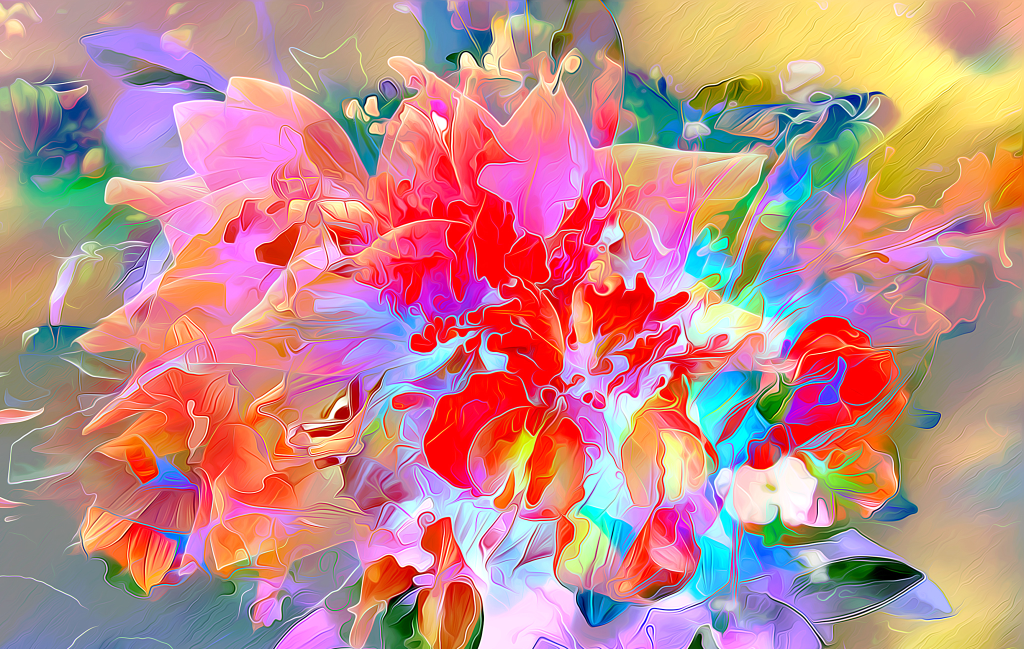 Фантазийные цветы. Абстрактные цветы. Яркие цветы. Абстракционизм цветы.