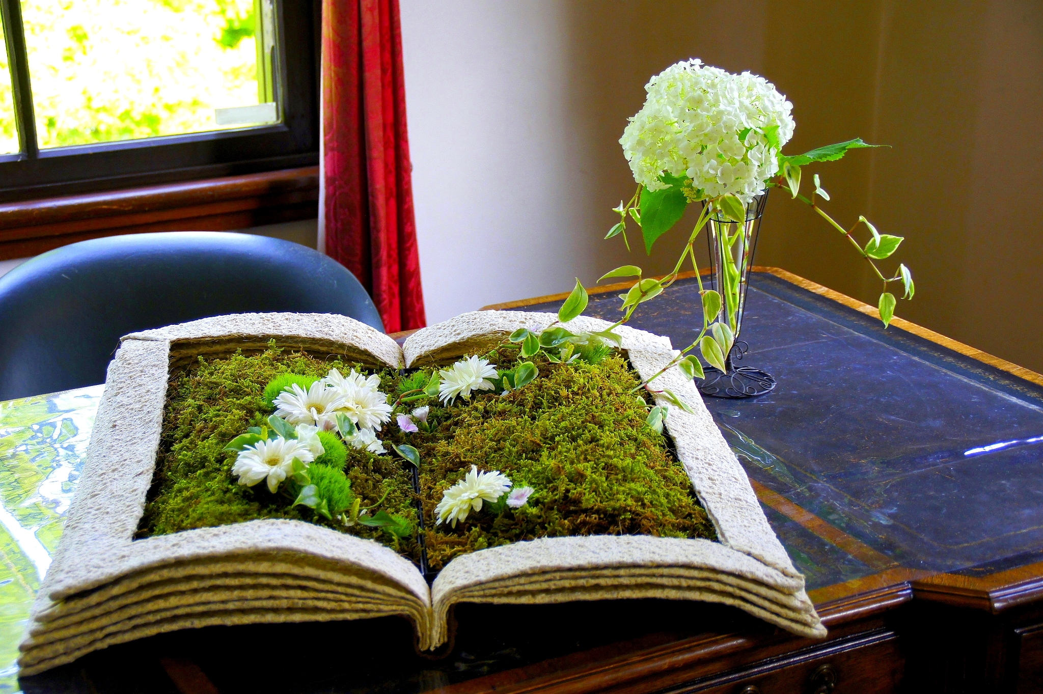 Год в цветах книга. Композиция книги. Стол с растениями. Композиция из книг. Цветы в книжке.