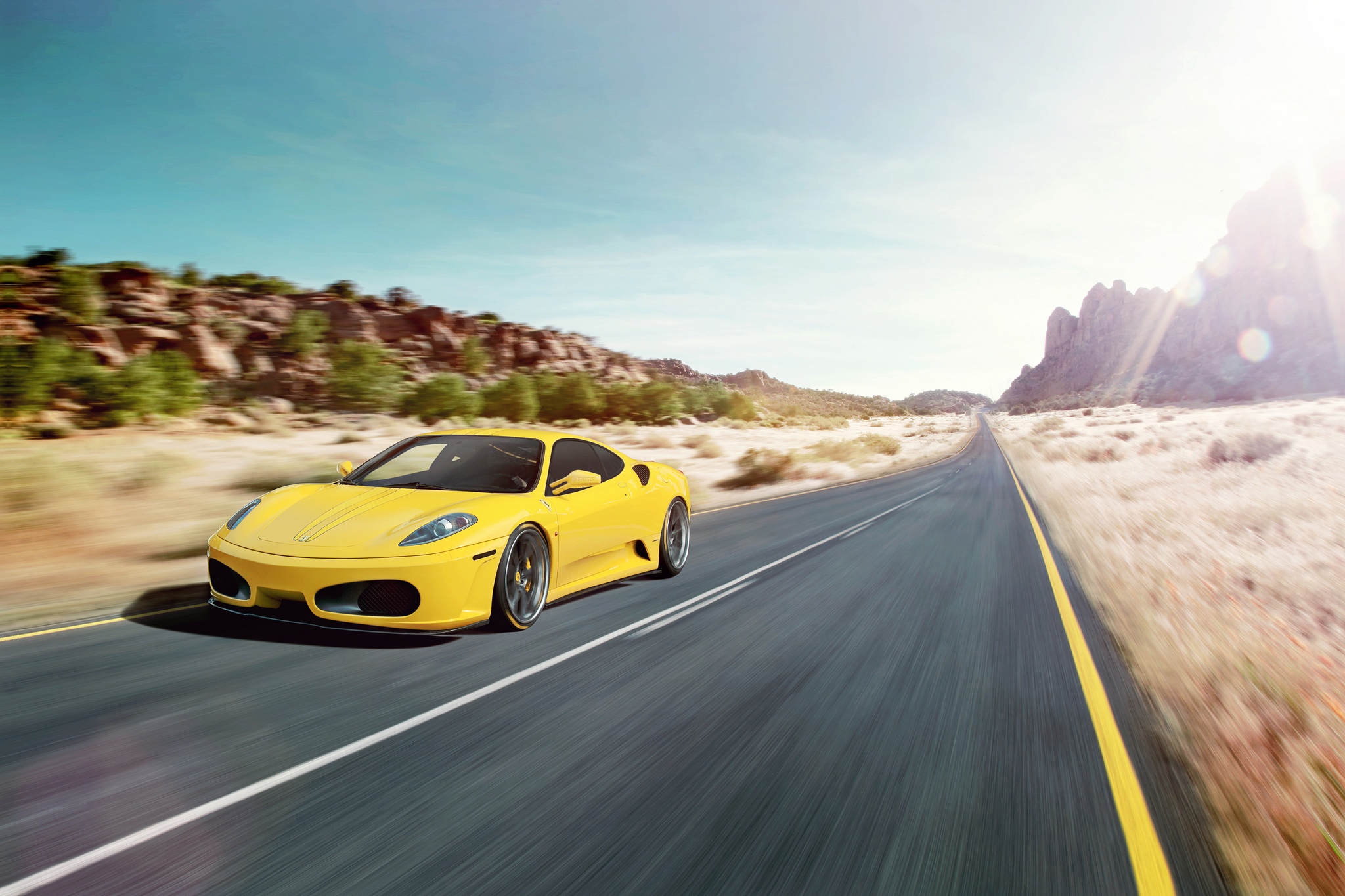 Ferrari f430 Yellow. Wallpaper Ferrari f430 Scuderia. Машина желтая. Машина на дороге.