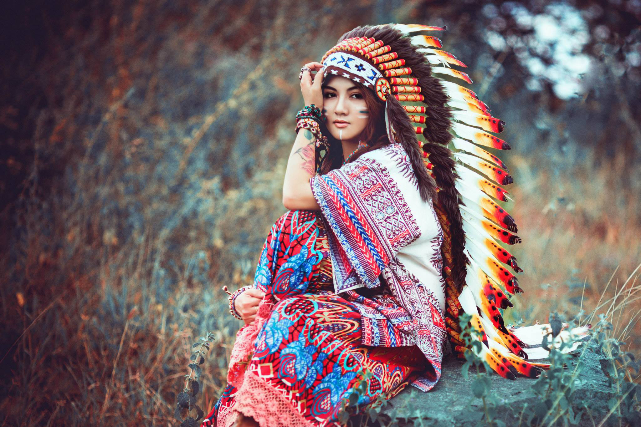 Этнические установки. Индейский Роуч. Индейцы СКВО Северной Америки. Платье в индейском стиле.