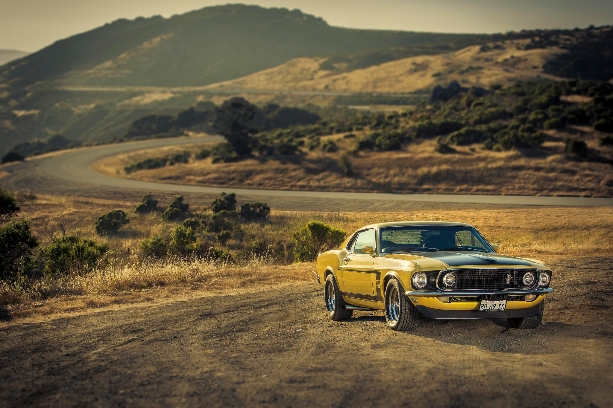 Обои жёлтый, Mustang, Ford, мустанг, 1969, мускул кар, форд, yellow на  телефон и рабочий стол, раздел ford, разрешение 2048x1365 - скачать