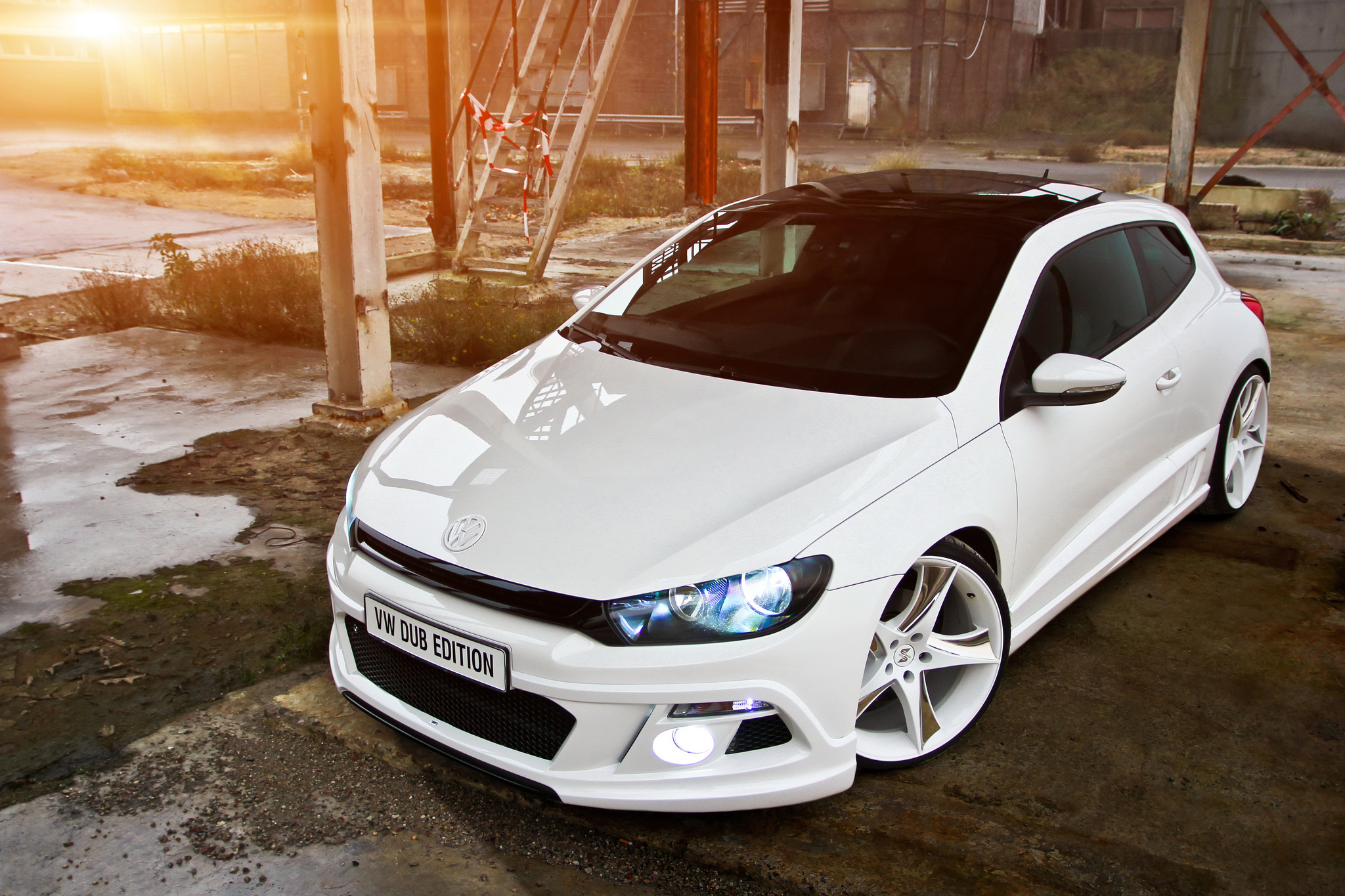 Скачать обои белый, тюнинг, Volkswagen, Scirocco, Dub Edition tuned, раздел  volkswagen в разрешении 2048x1365