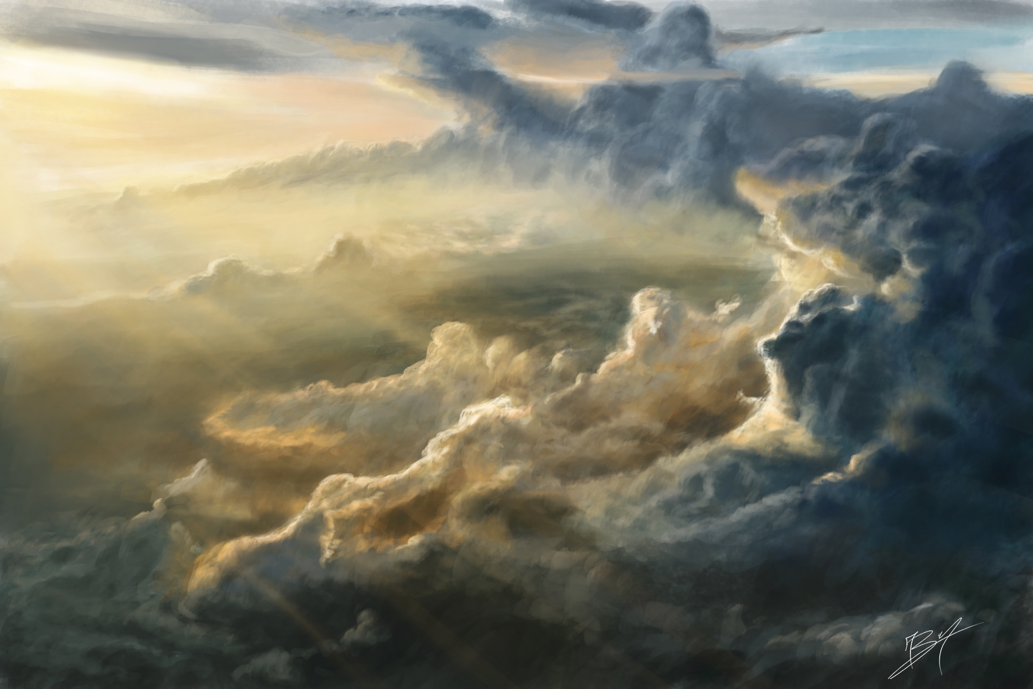 Heights artist. Питер Аллен Нисбет грозовые облака. Облака живопись. Небо живопись. Небо на картинах художников.