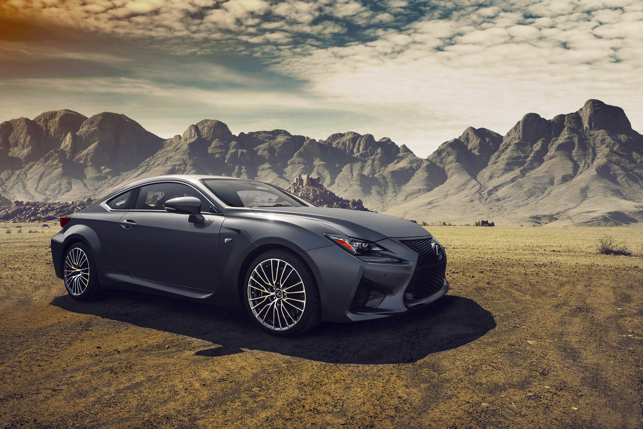 Скачать обои Lexus, Car, Clouds, Landscapes, Mountains, Sport, Dynamic,  RC-F, раздел lexus в разрешении 2048x1367