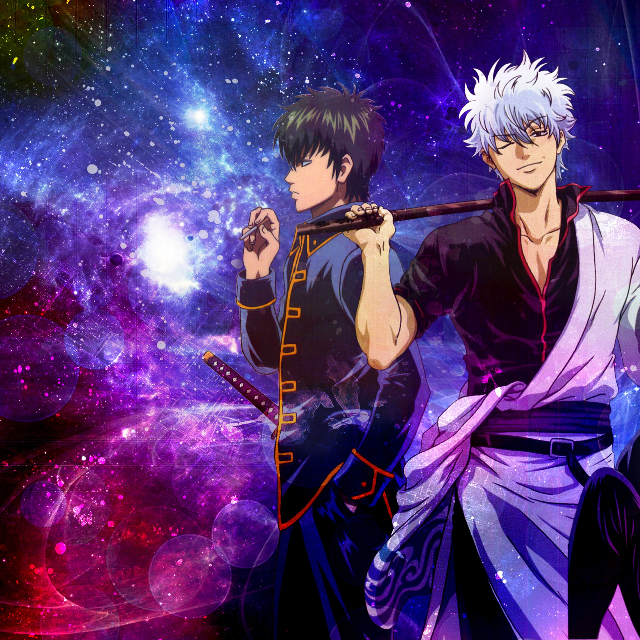 Скачать обои аниме, gintama, gintoki, hijikata, hijikata toshiro, okita  sougo, gintoki and hijikata, окита сого, раздел сёнэн в разрешении 2048x2048