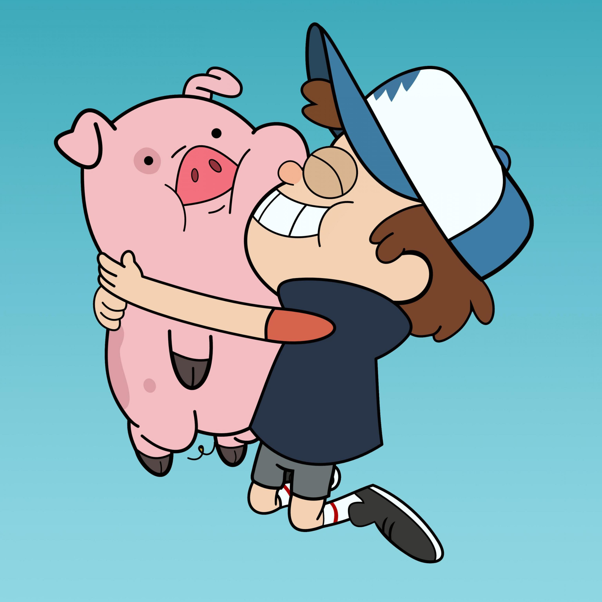 Скачать обои мультик, мультфильм, свинка, Dipper, Waddles, Pines, гравити  фолз, диппер, раздел фильмы в разрешении 2048x2048