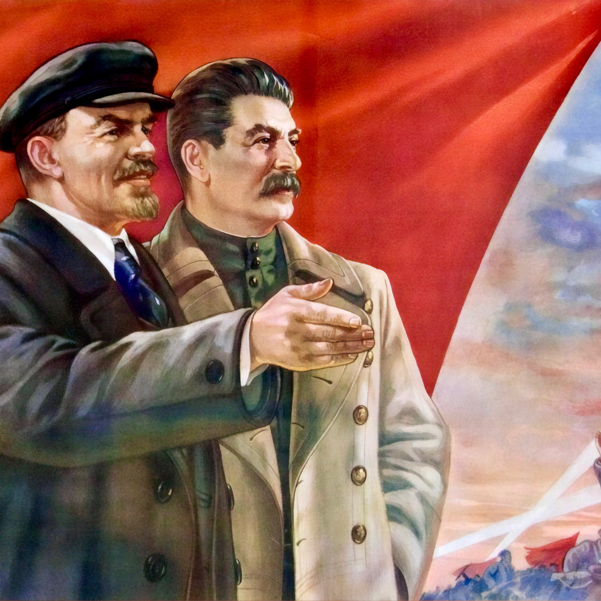 Новая мировая революция. Иосиф Сталин и Ленин. Да здравствует революция. Вожди революции. Сталин плакат.